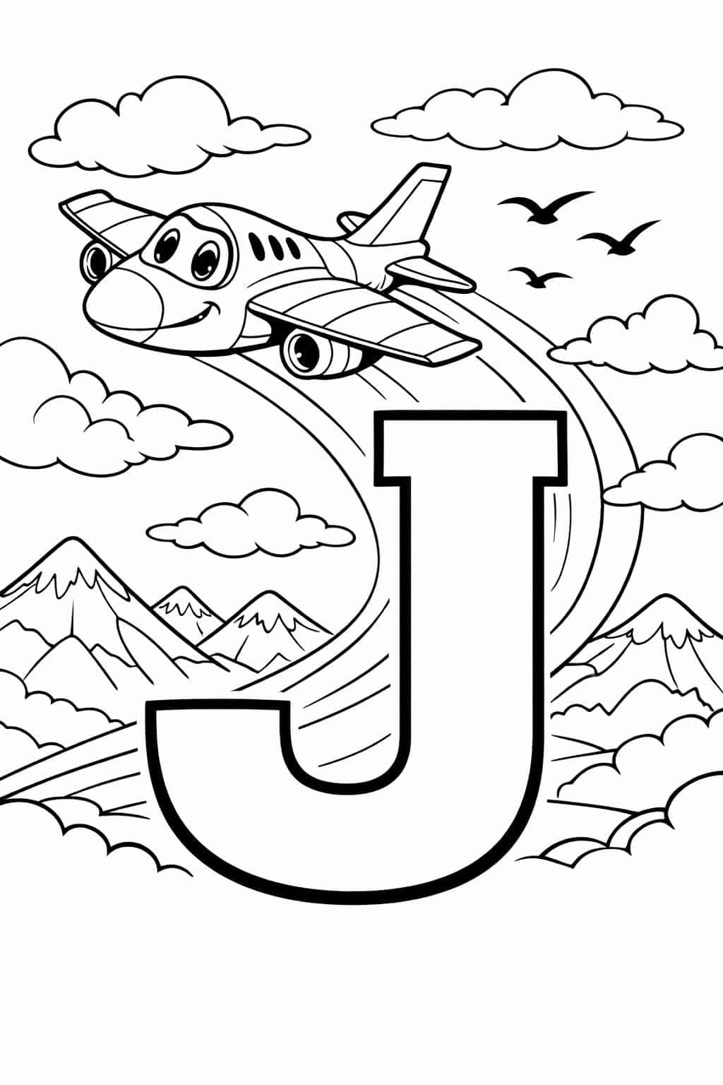letter J animal coloring page | J is for jellyfish | educational coloring sheet