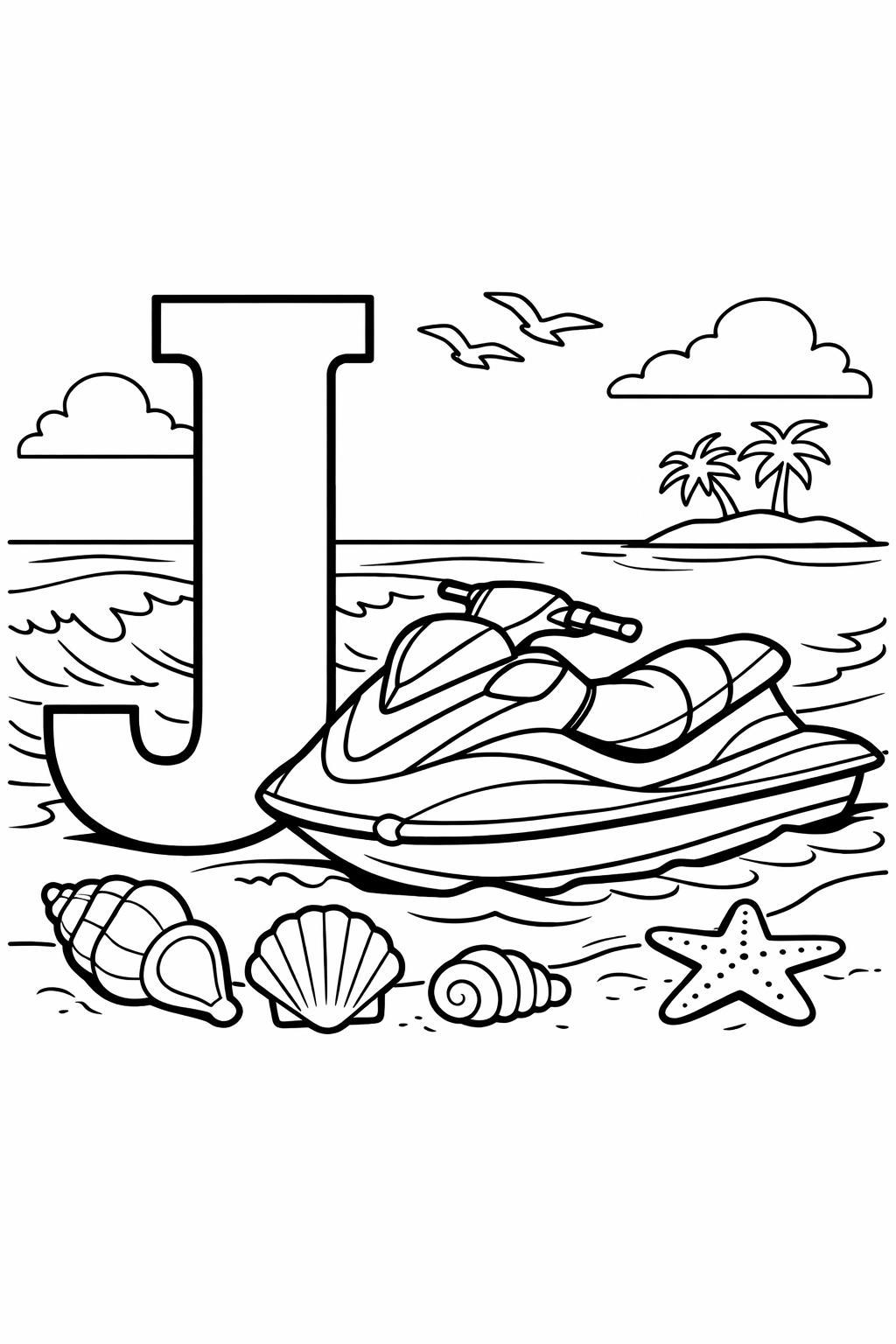 letter J printable coloring page | preschool alphabet worksheet | fun educational printable