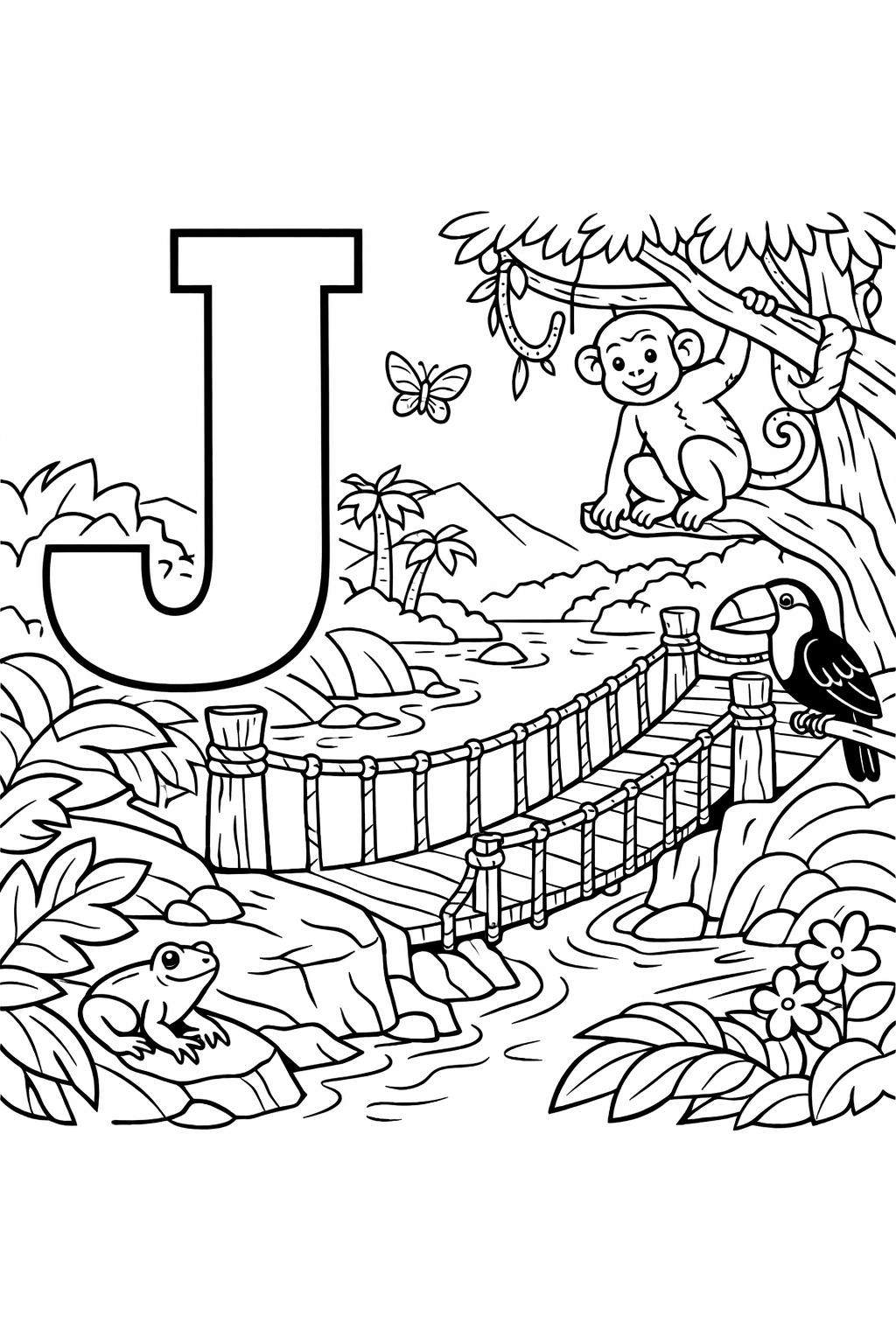 J is for jewel coloring page | gem alphabet activity | creative kids coloring page