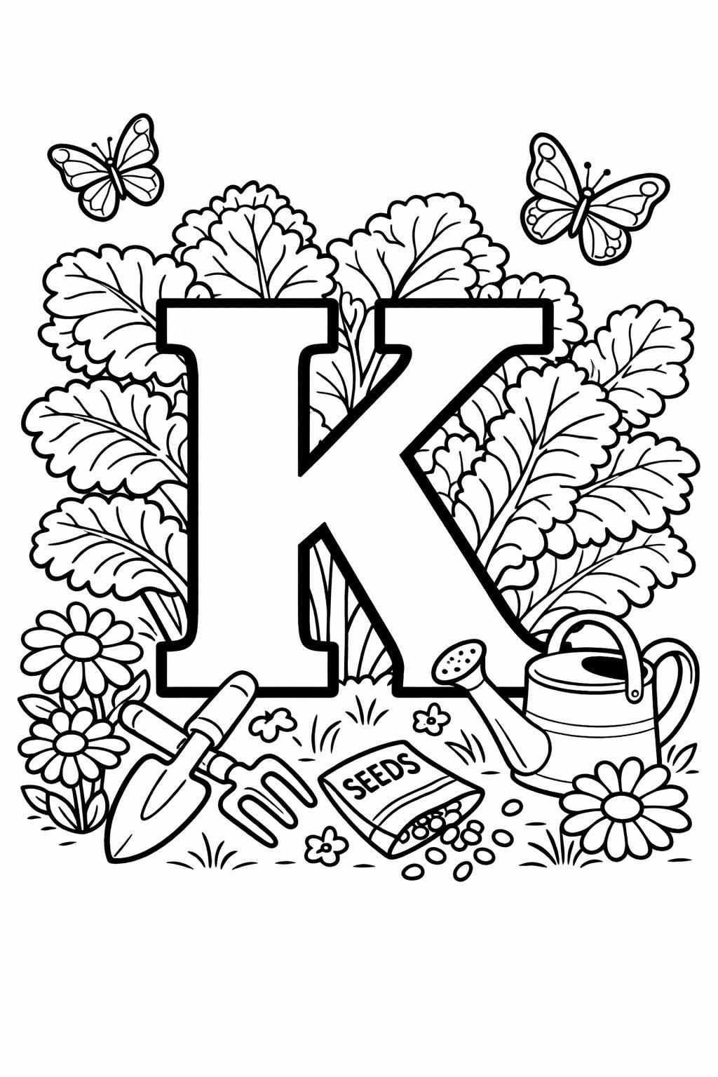 letter K animal coloring page | K is for kangaroo | educational coloring sheet
