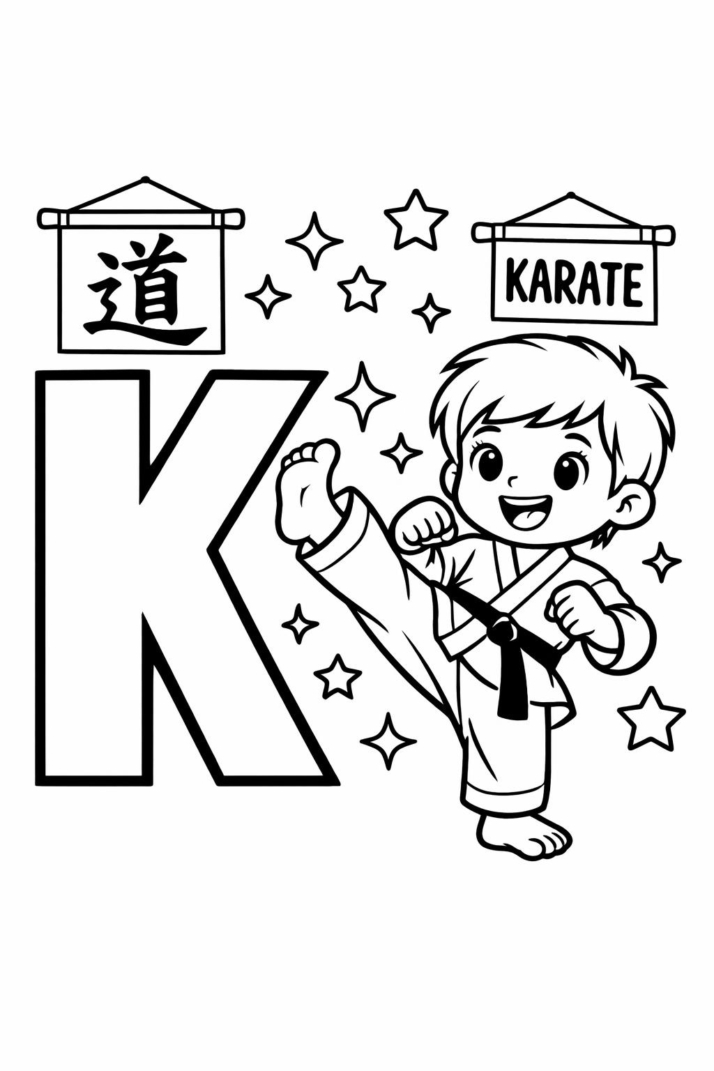 alphabet learning coloring page | letter K practice | educational printable