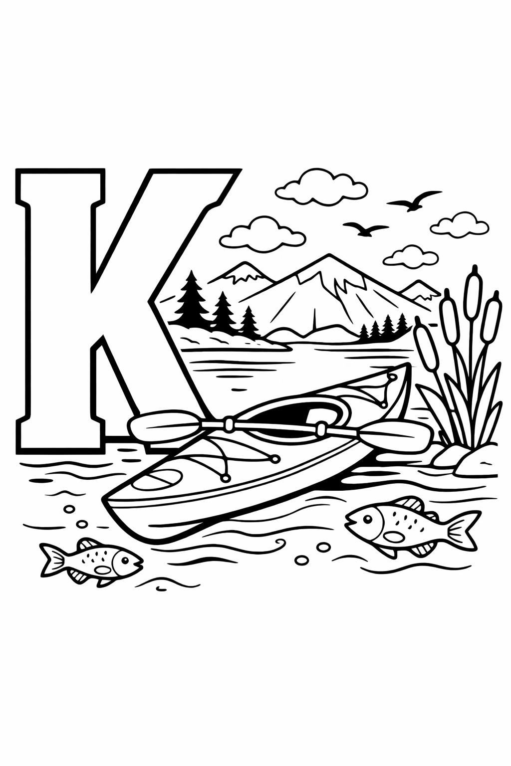 simple letter K coloring page | easy alphabet outline | beginner coloring activity