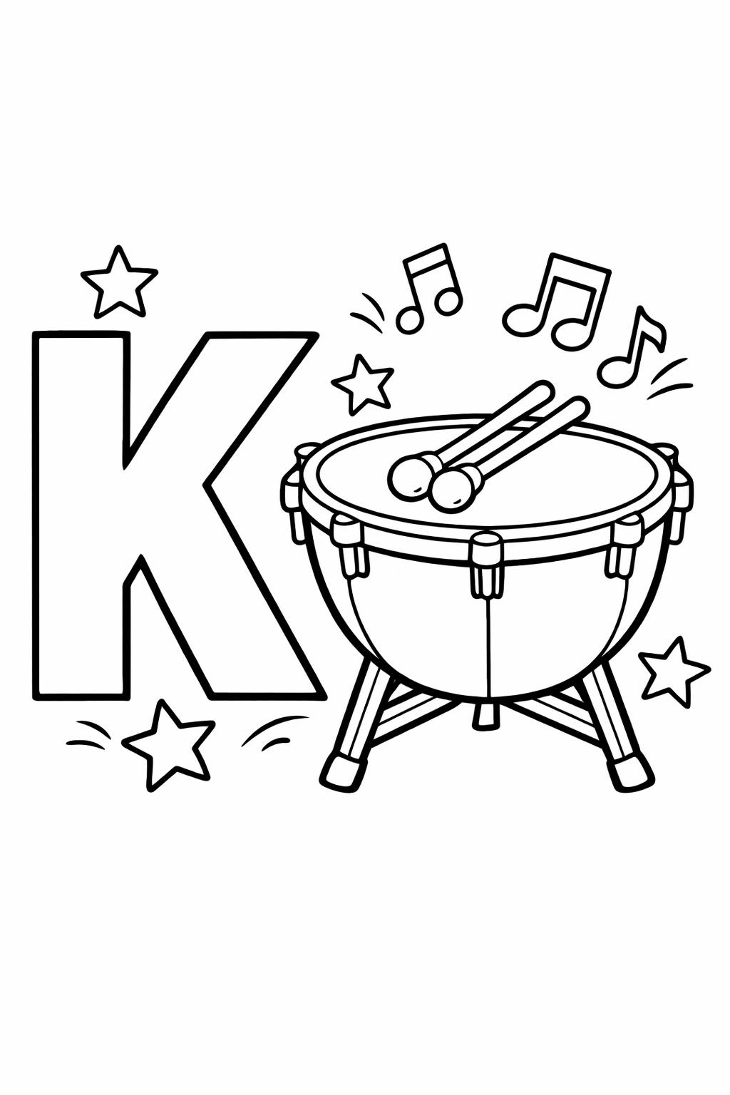 letter K tracing page | handwriting practice worksheet | educational coloring page