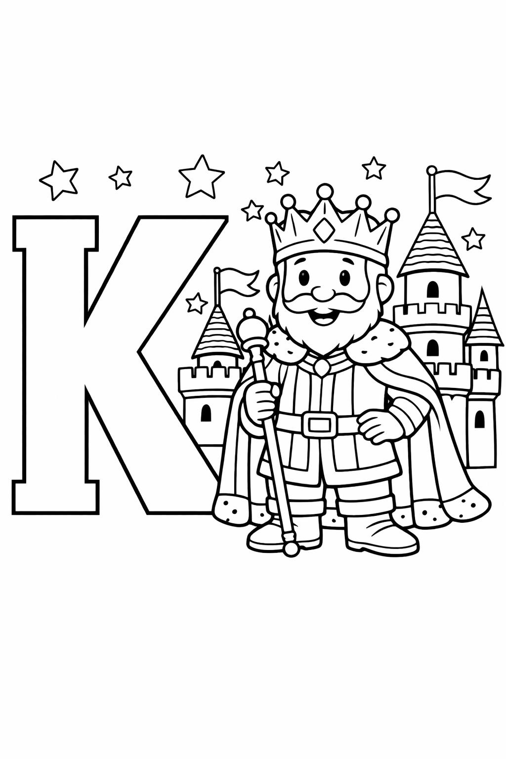 letter K classroom page | educational alphabet artwork | kids coloring activity