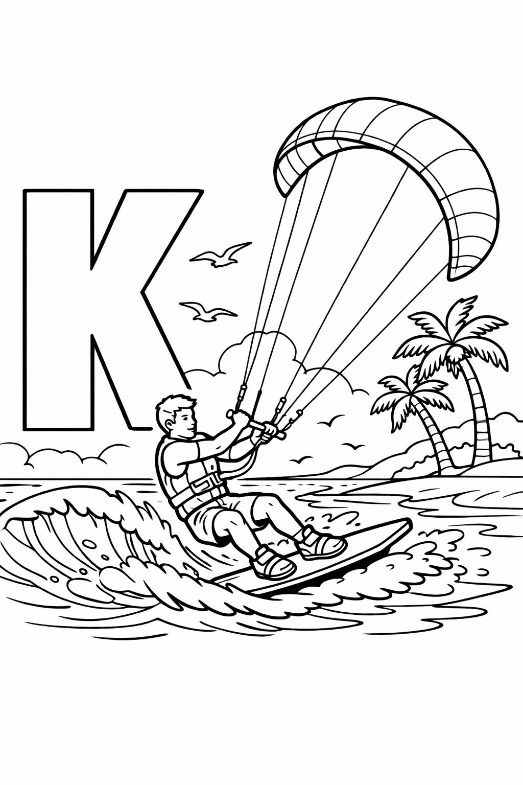 lowercase k coloring page | early literacy activity | fun alphabet page