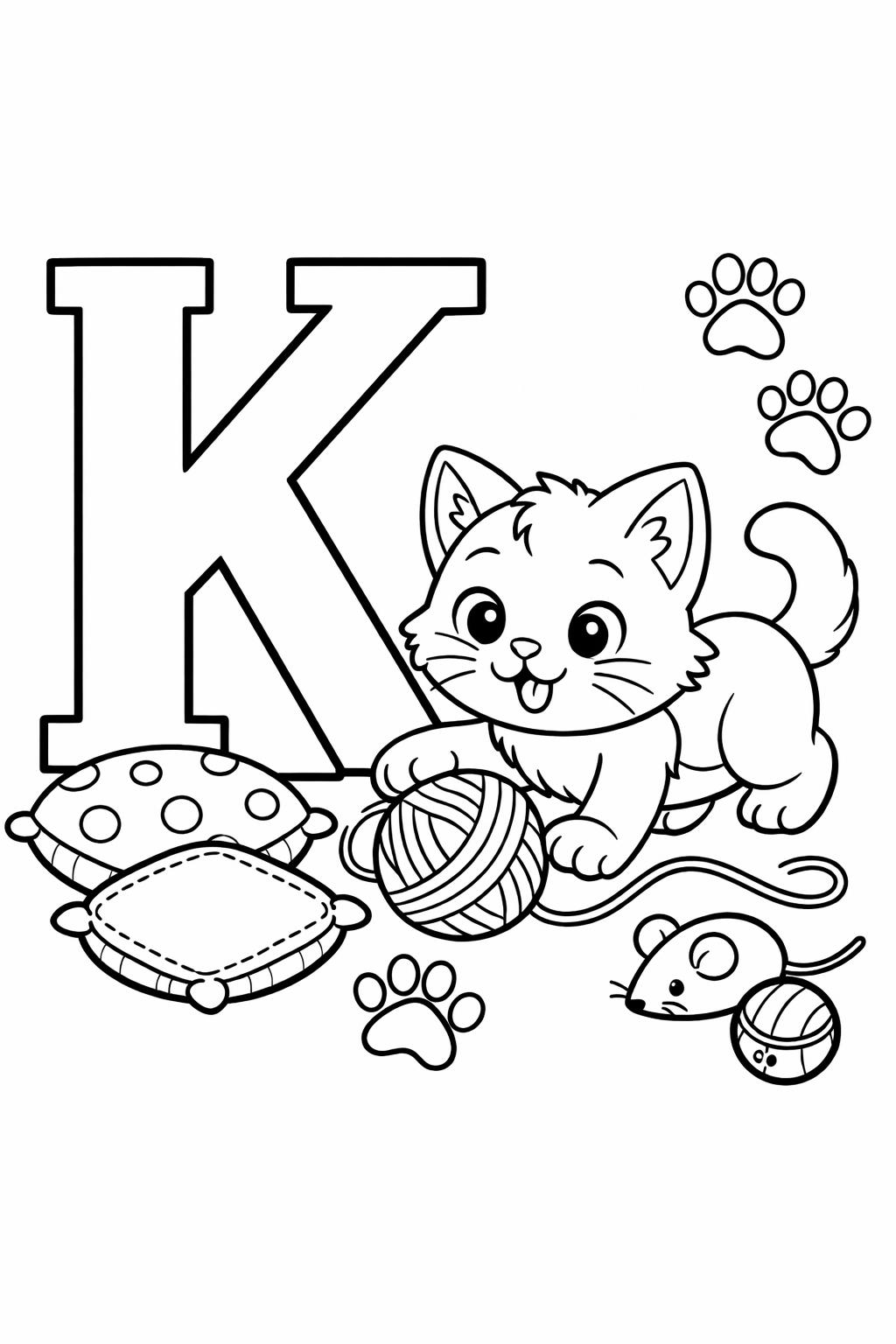 large letter K coloring page | bold alphabet design | preschool activity sheet