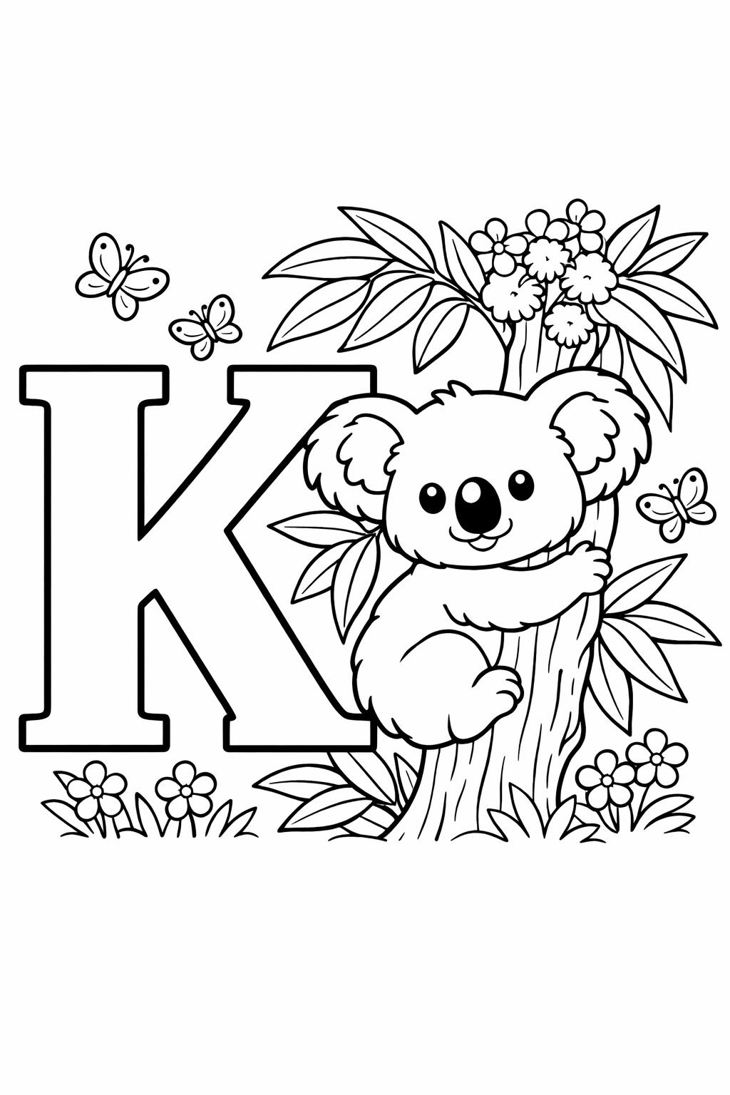 K is for key coloring page | everyday object alphabet activity | fun coloring sheet