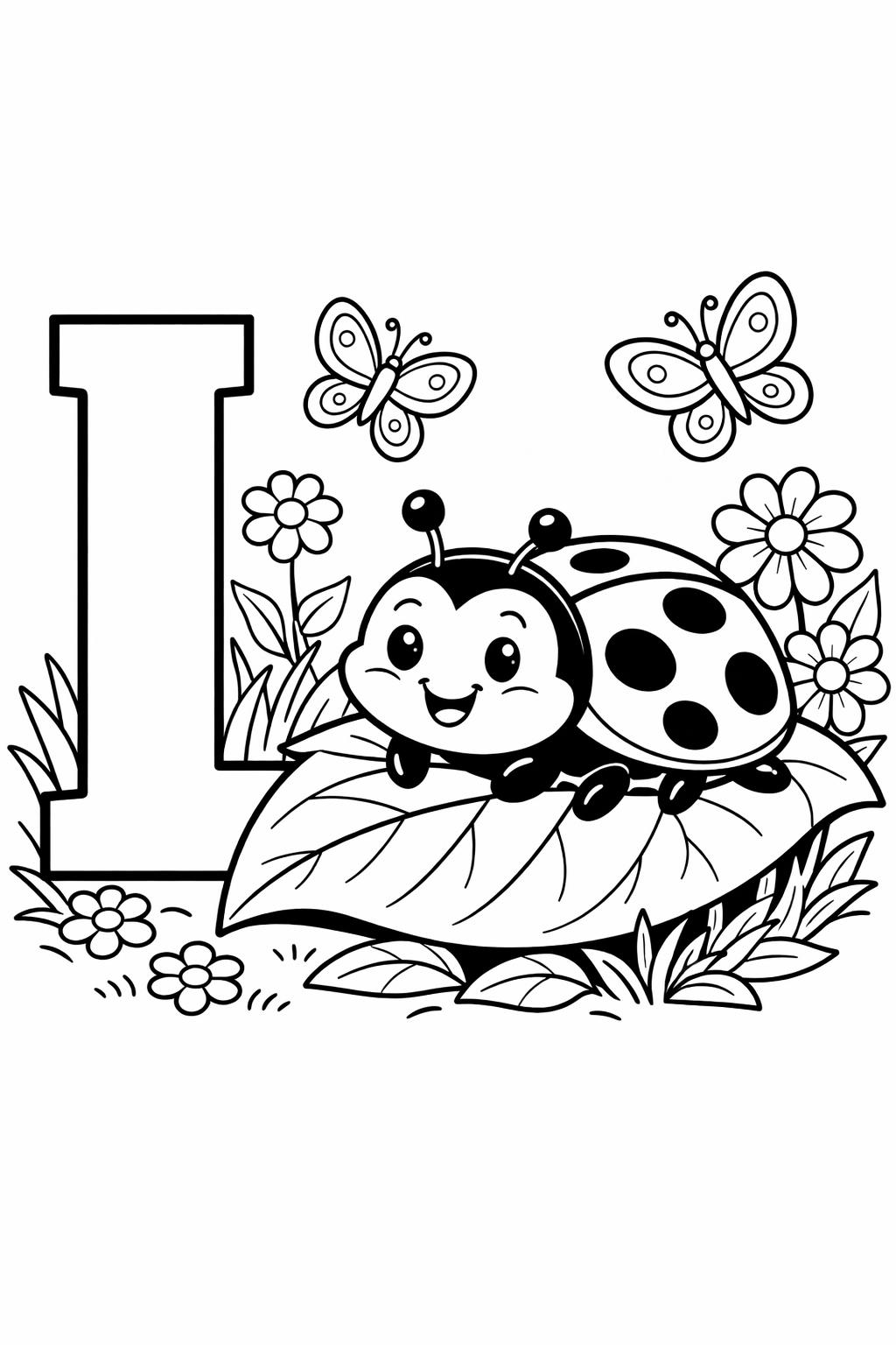 L is for lollipop coloring page | sweet treat alphabet illustration | playful learning activity