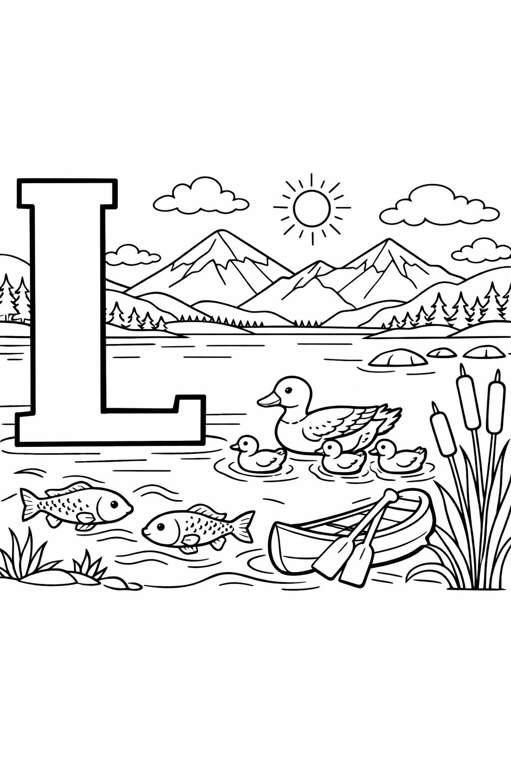 letter L mandala coloring page | decorative alphabet pattern | relaxing coloring sheet
