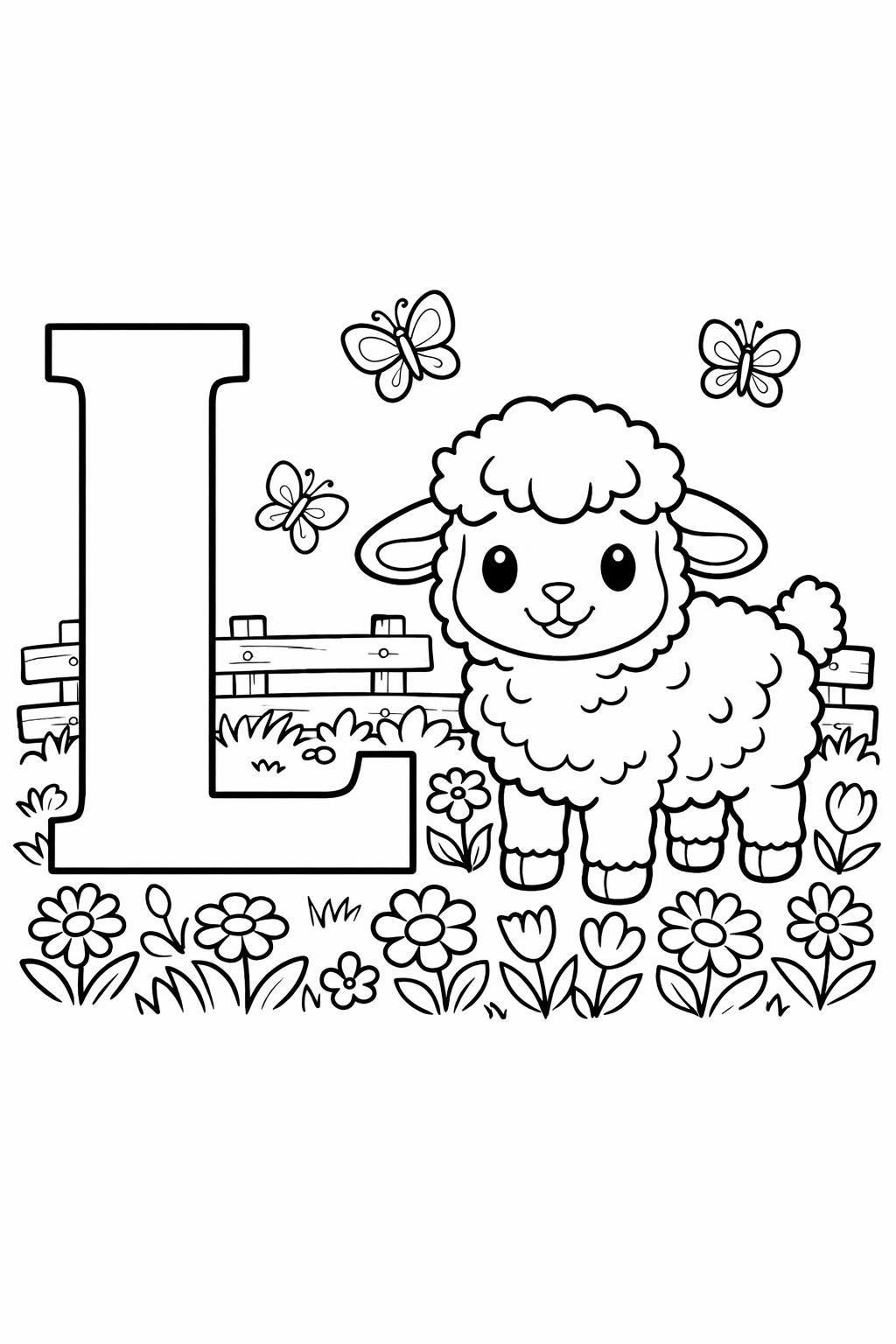 simple letter L coloring page | easy alphabet outline | beginner coloring activity