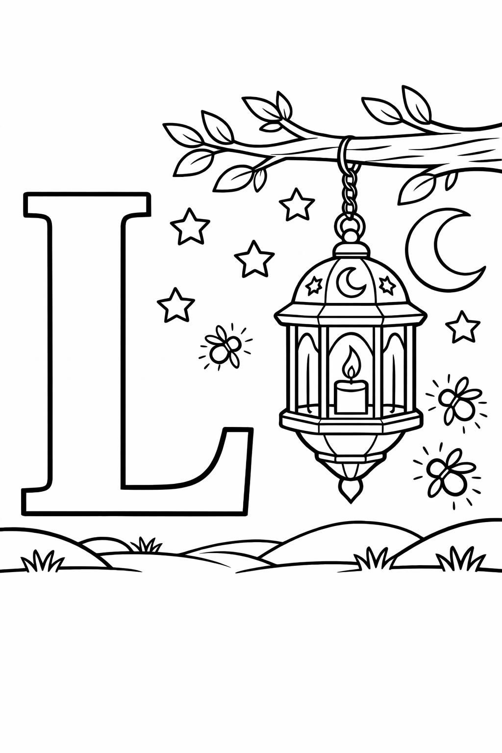 letter L objects page | words that start with L | educational coloring sheet