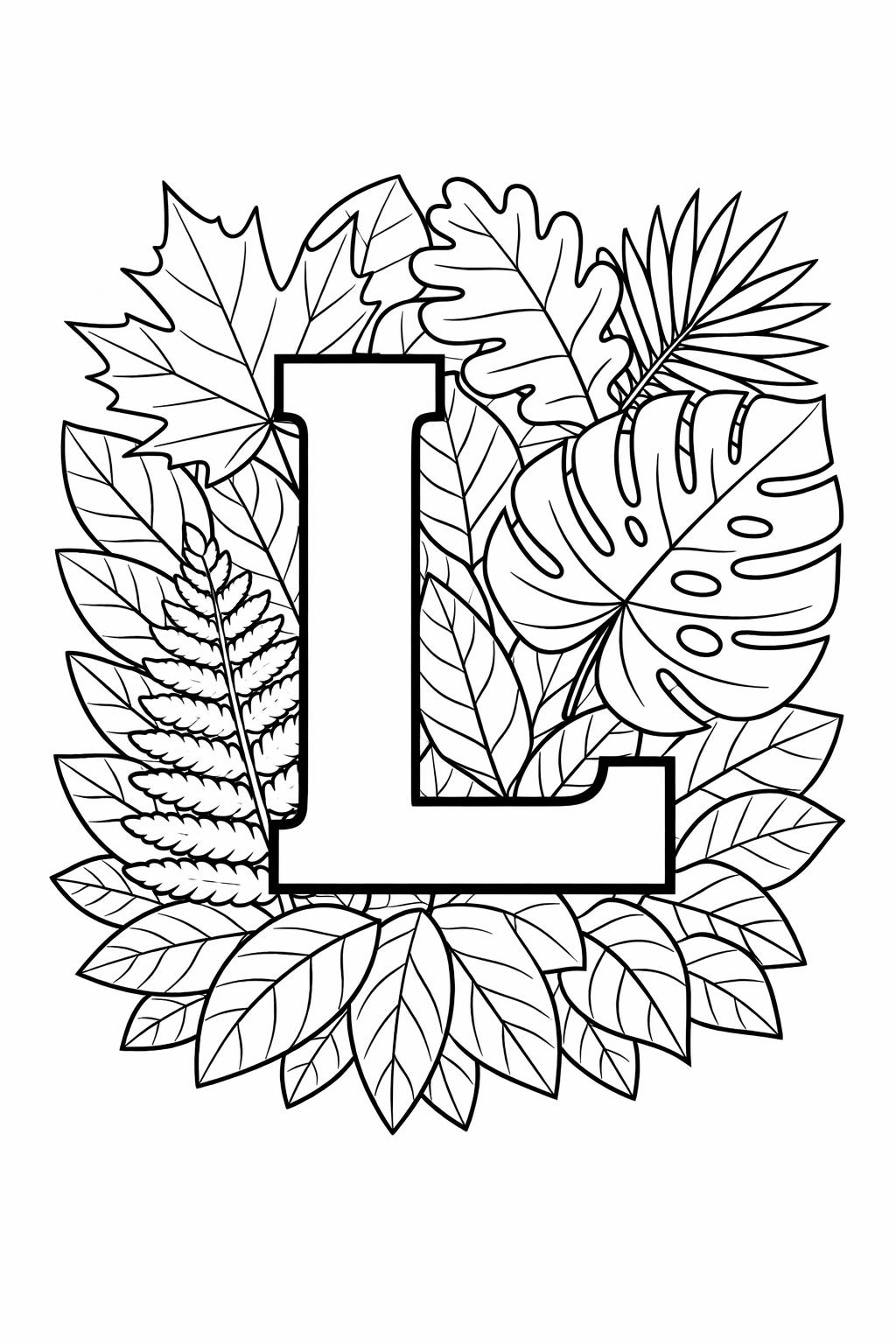 large letter L coloring page | bold alphabet design | preschool activity sheet