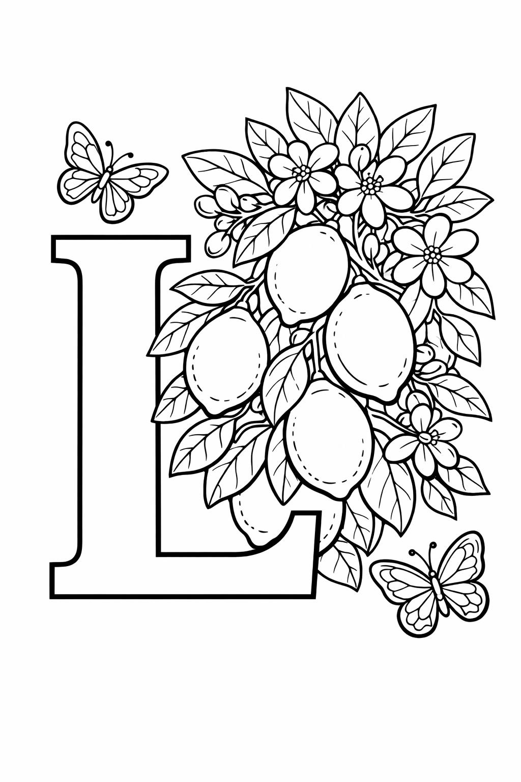 L is for leaf coloring page | nature alphabet activity | fun coloring sheet