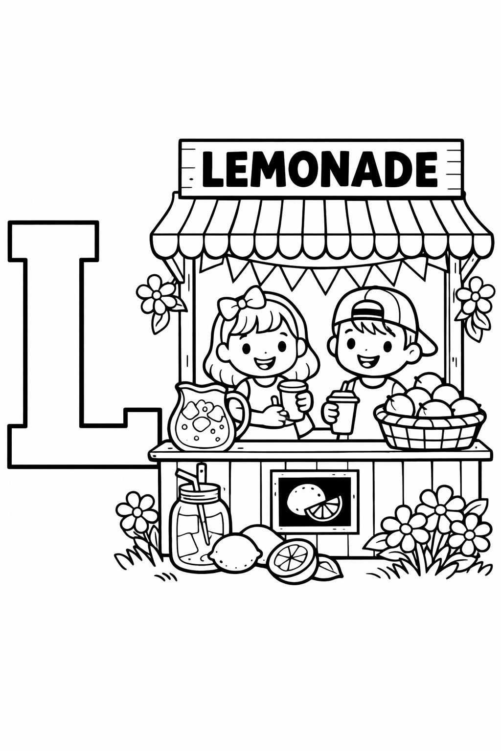 lowercase l coloring page | early literacy activity | fun alphabet page