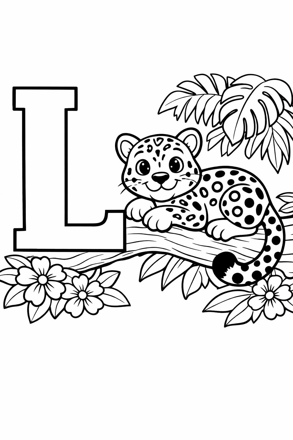 letter L tracing page | handwriting practice worksheet | educational coloring page