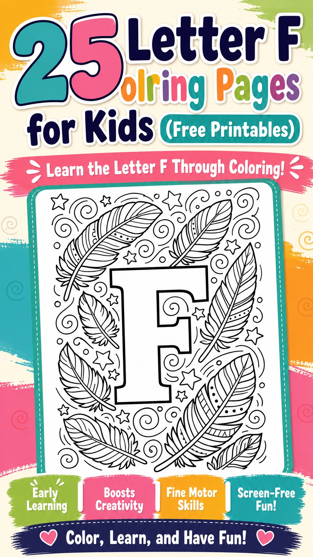 letter F coloring page | alphabet learning worksheet | printable kids activity