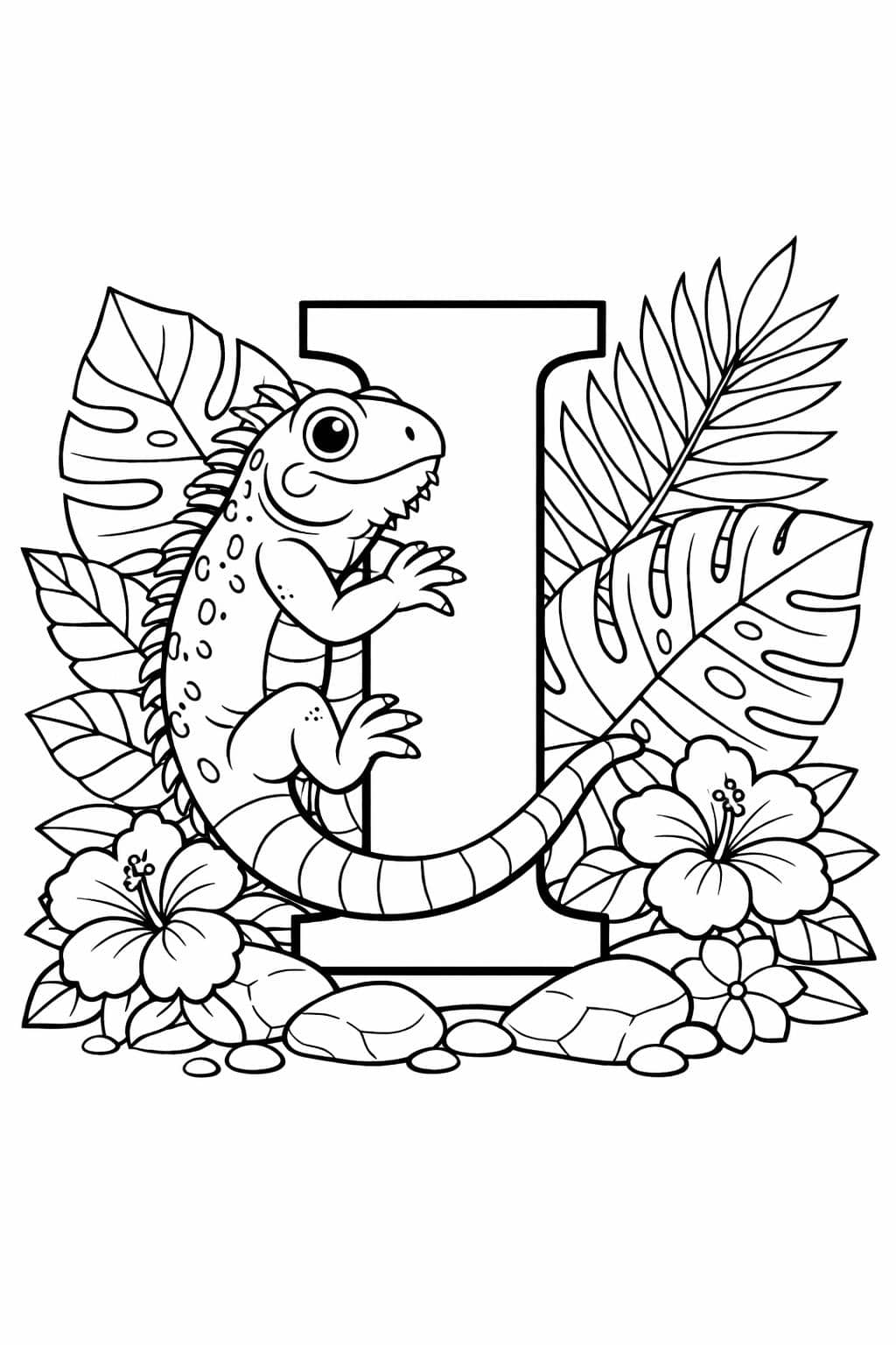 uppercase I coloring page | letter recognition practice | educational coloring sheet