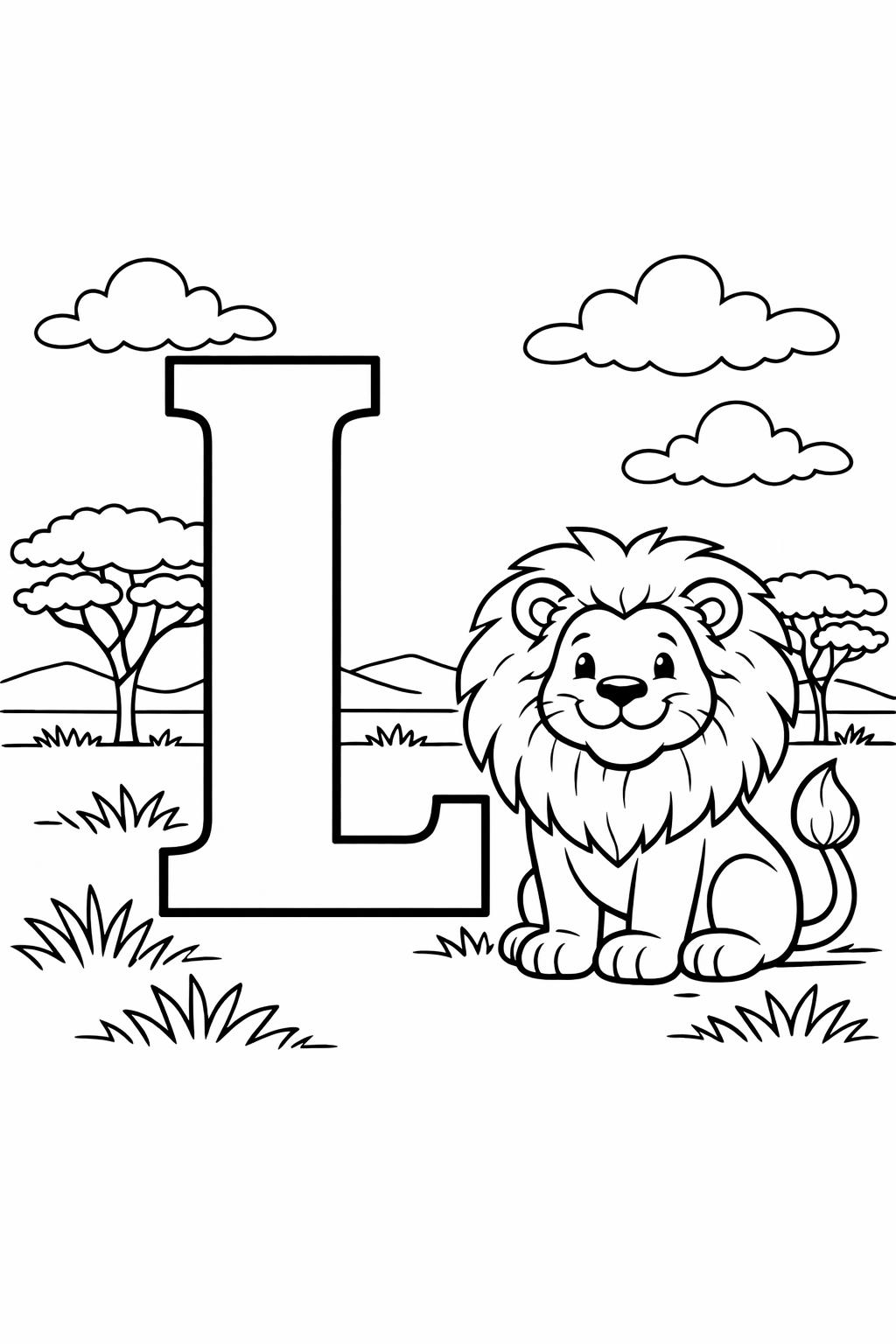 letter L printable coloring page | preschool alphabet worksheet | fun educational printable