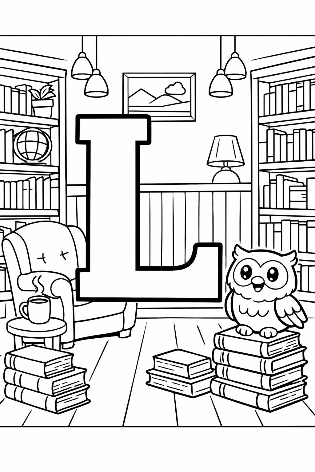 letter L doodle coloring page | creative alphabet artwork | printable kids activity