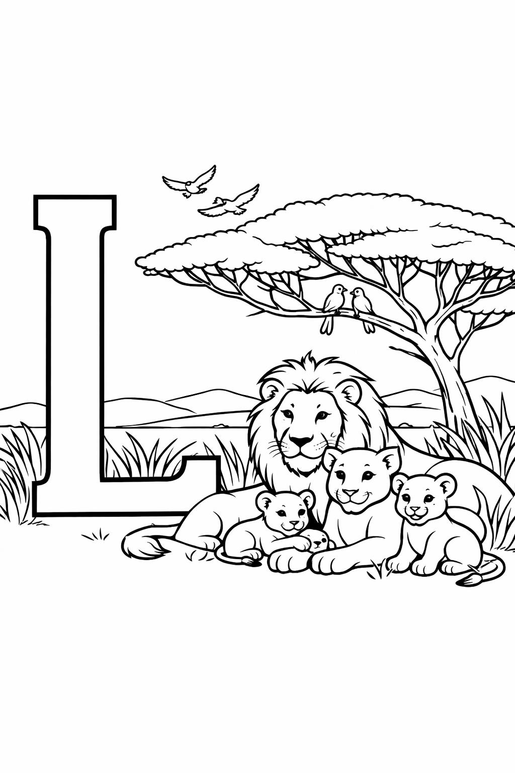 bubble letter L coloring page | large outline letter | easy coloring sheet