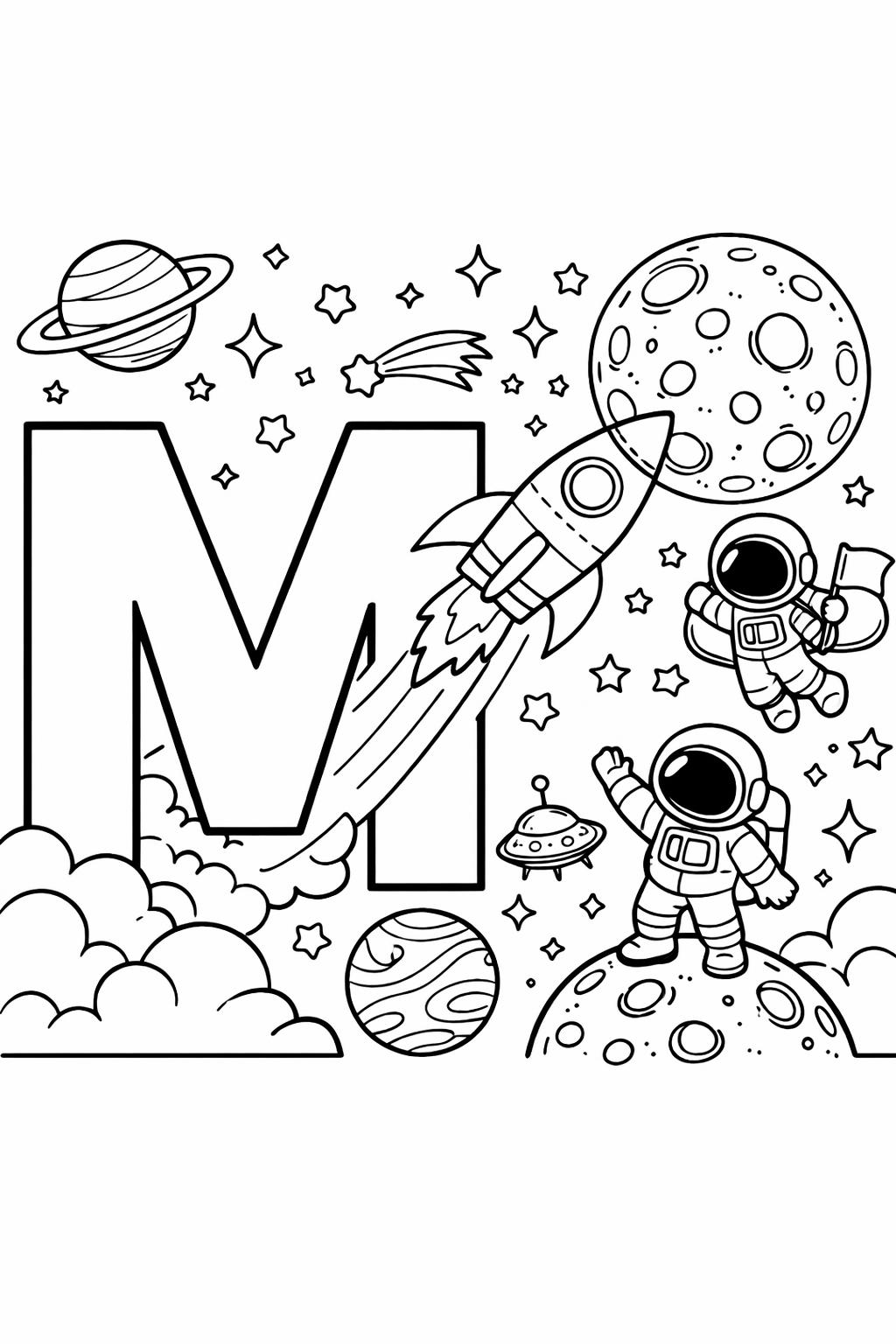 letter M classroom page | educational alphabet artwork | kids coloring activity
