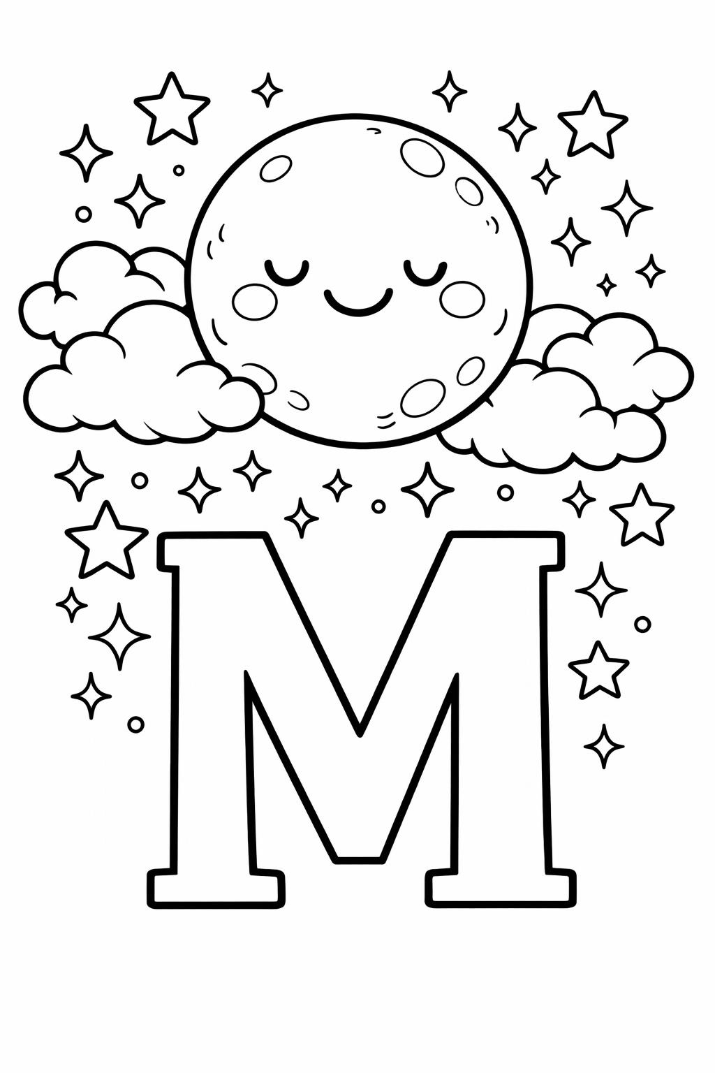 letter M animal coloring page | M is for monkey | educational coloring sheet