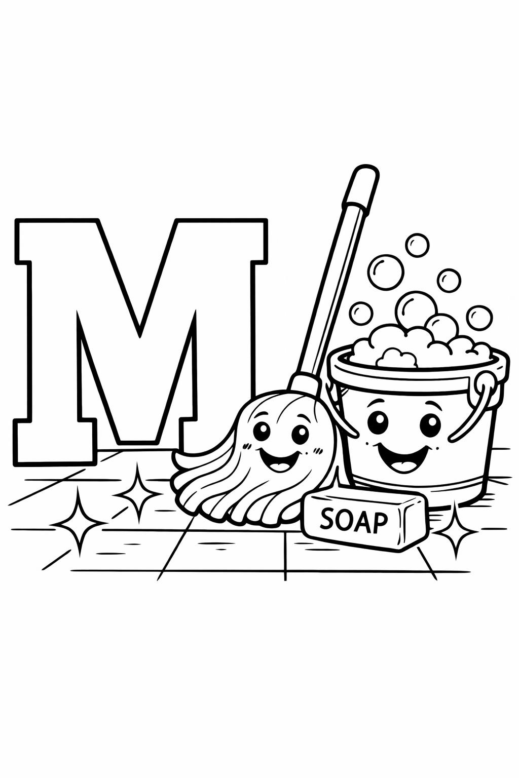 M is for mushroom coloring page | nature alphabet activity | fun coloring sheet