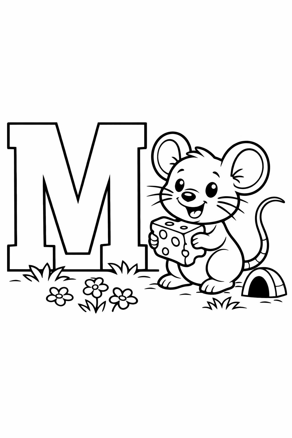 lowercase m coloring page | early literacy activity | fun alphabet page