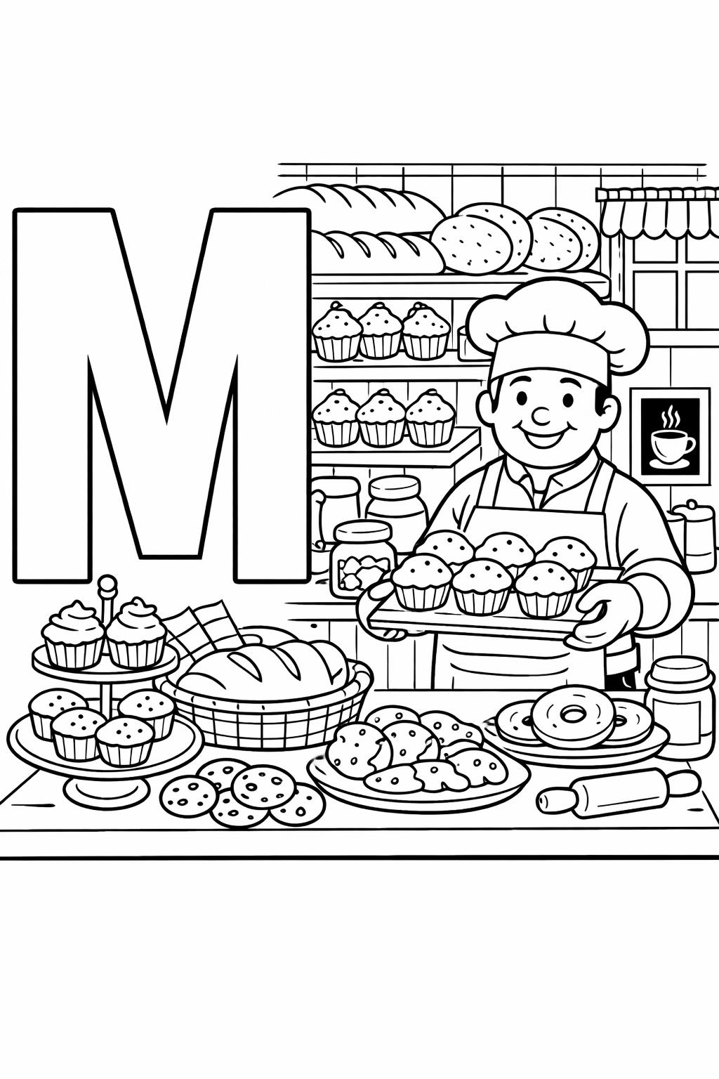 letter M mandala coloring page | decorative alphabet pattern | relaxing coloring sheet