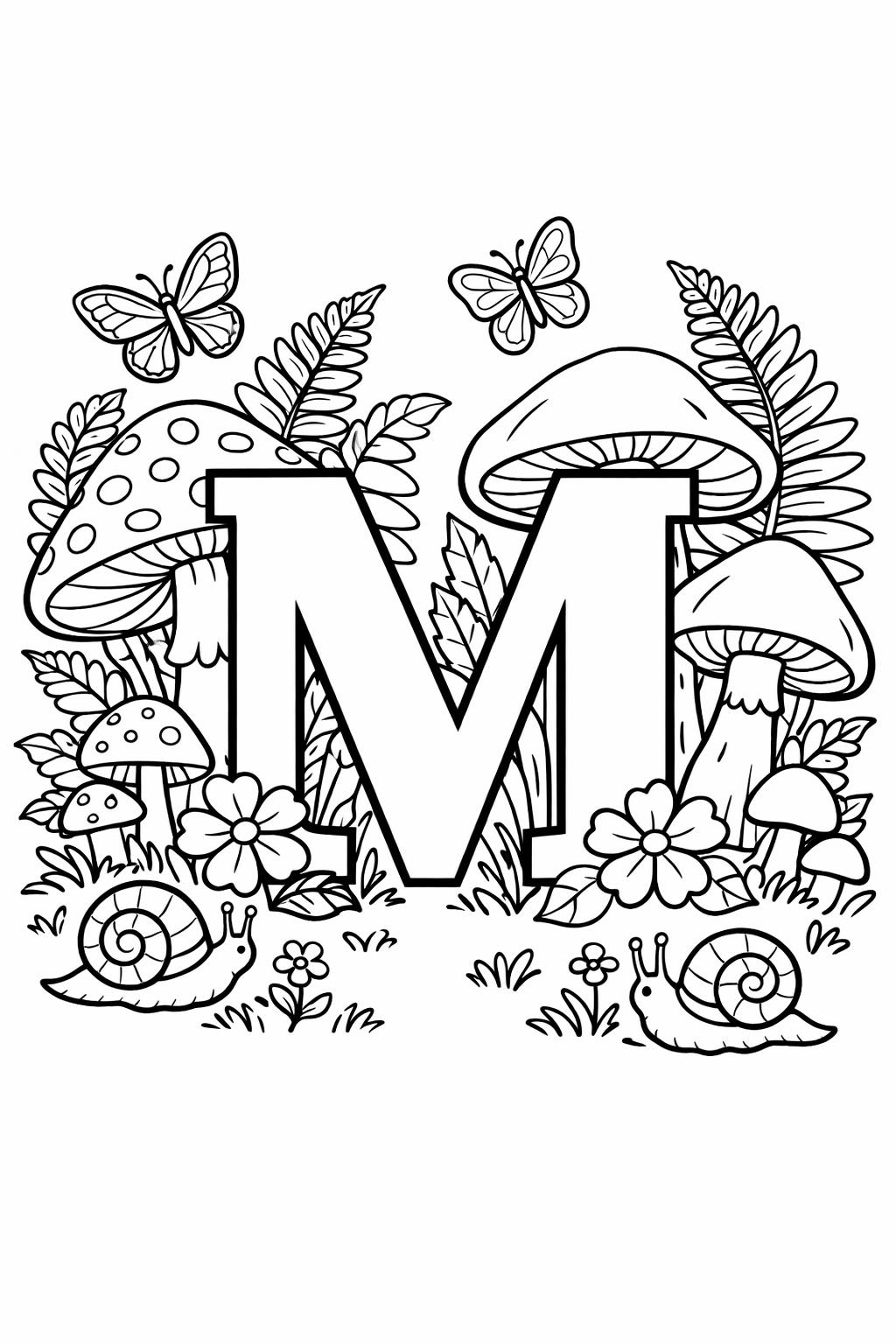 alphabet M coloring page | beginner reading activity | printable learning page