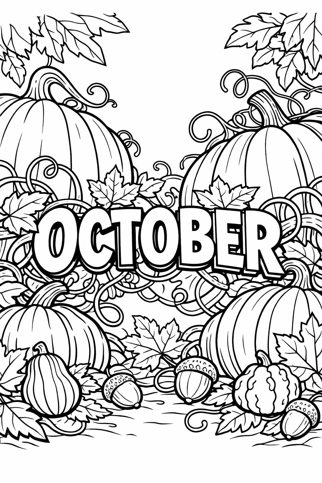 mushroom coloring page | forest autumn illustration | relaxing artwork