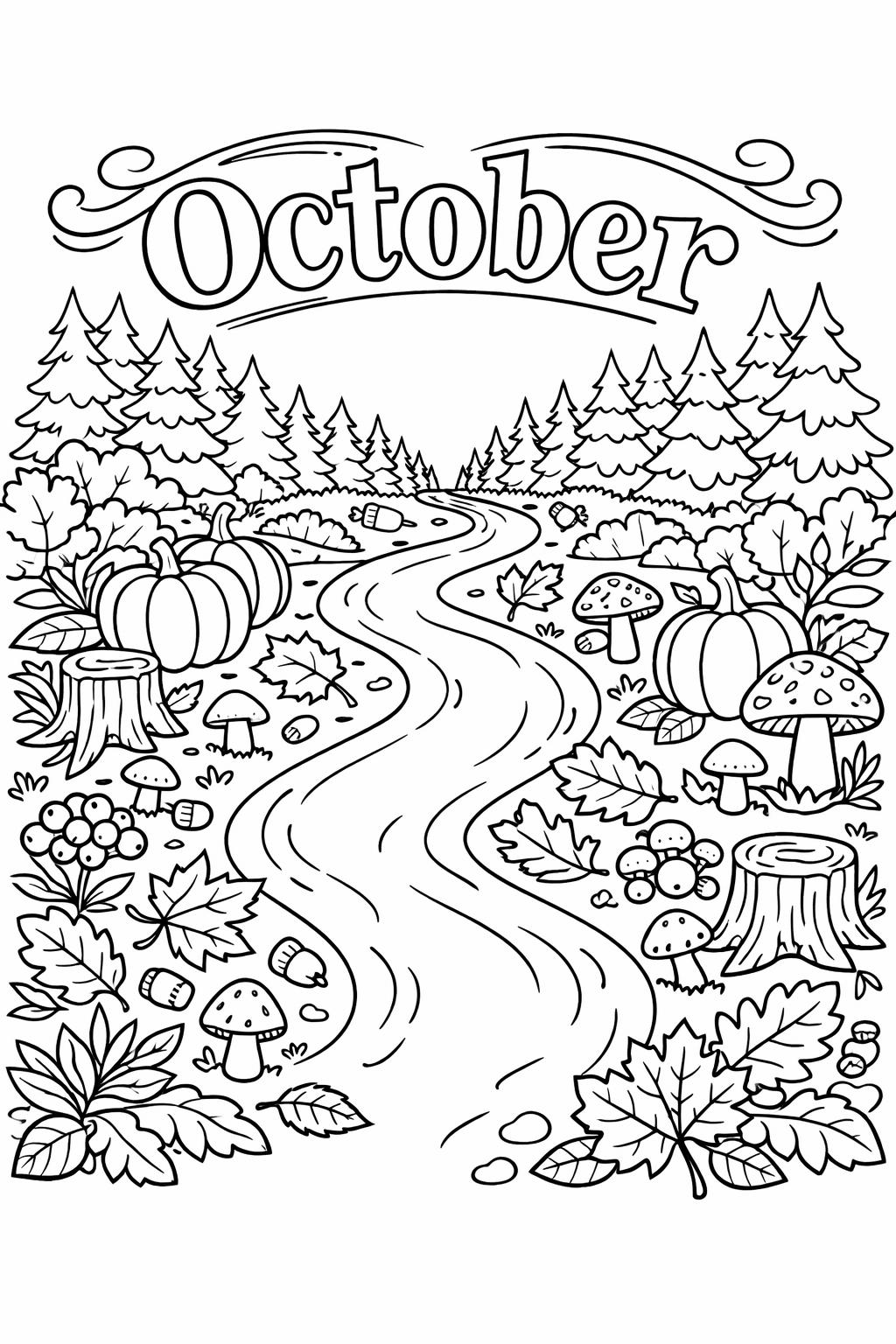 woodland fox coloring page | autumn forest animal | nature coloring sheet