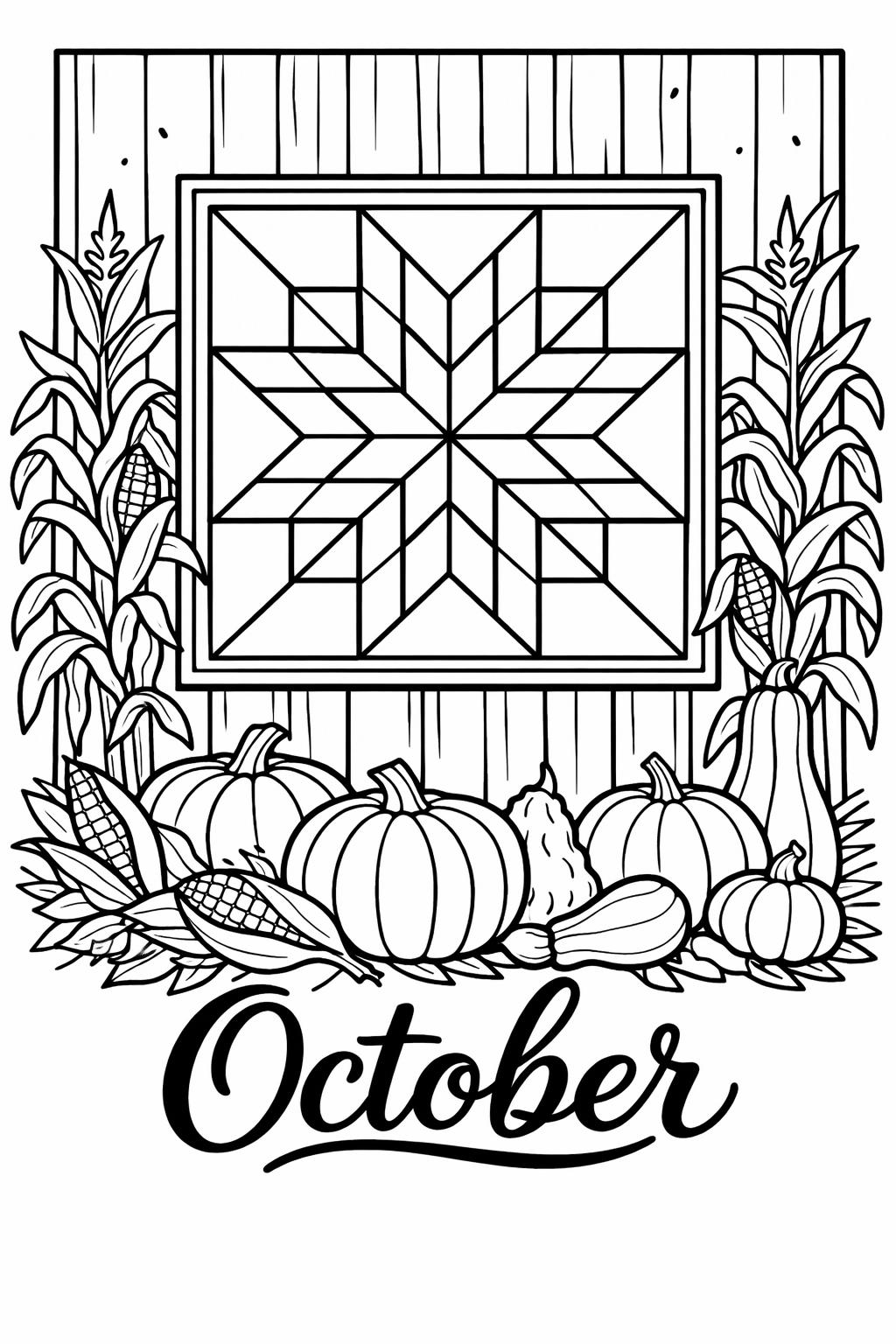 scarecrow coloring page | autumn farm scene | printable coloring sheet