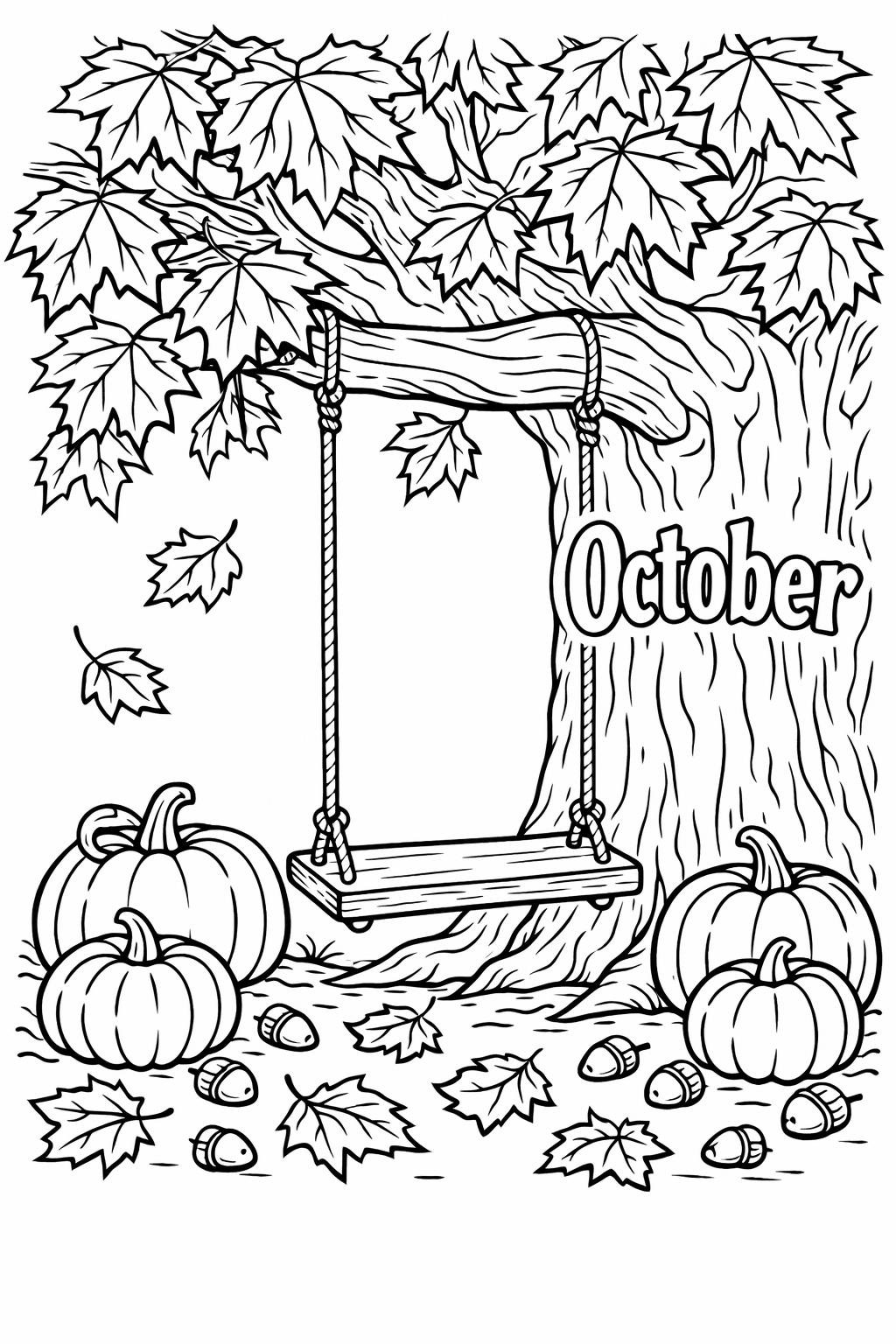 apple orchard coloring page | October harvest artwork | cozy fall coloring page