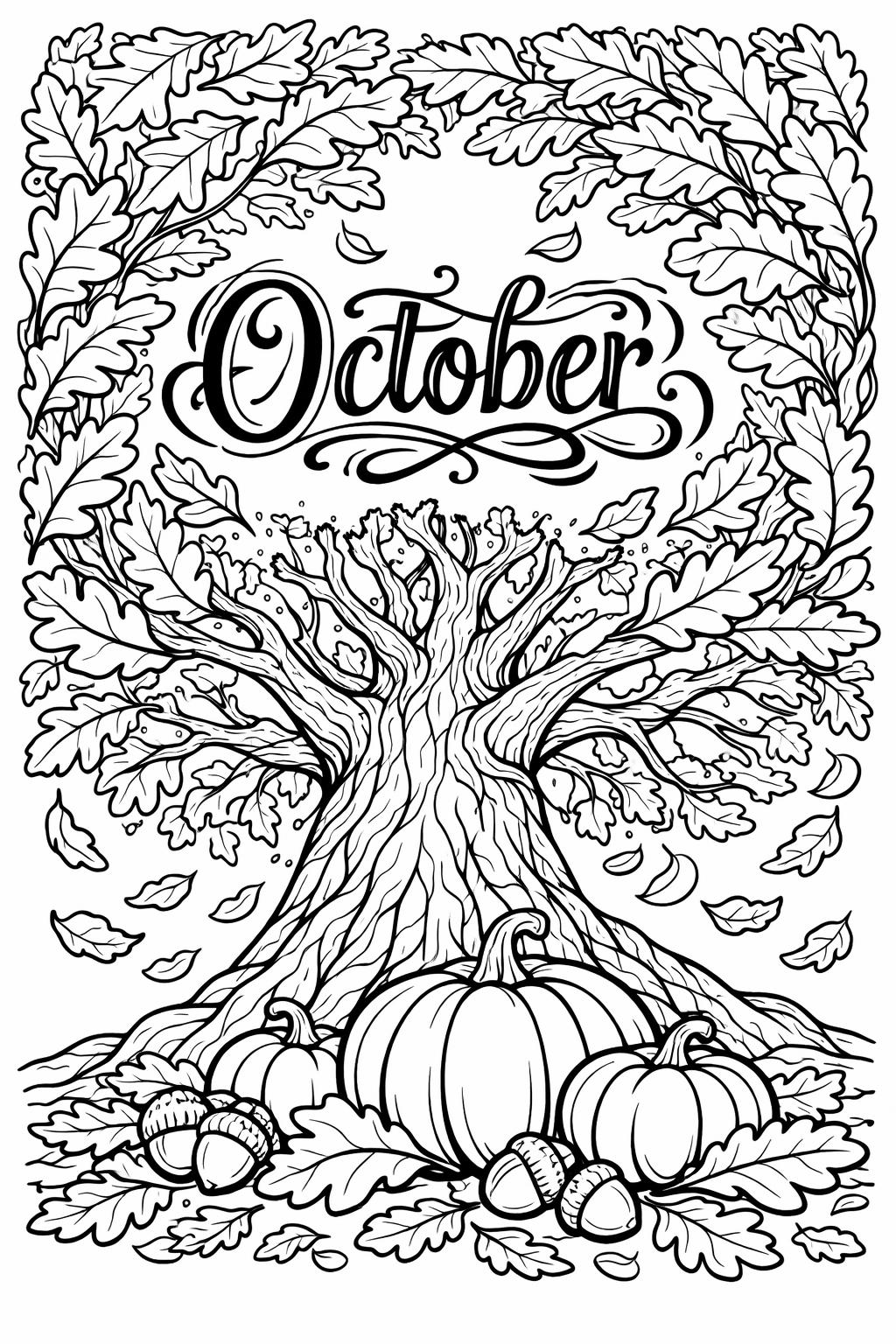 October doodle coloring page | playful seasonal sketches | fun printable activity