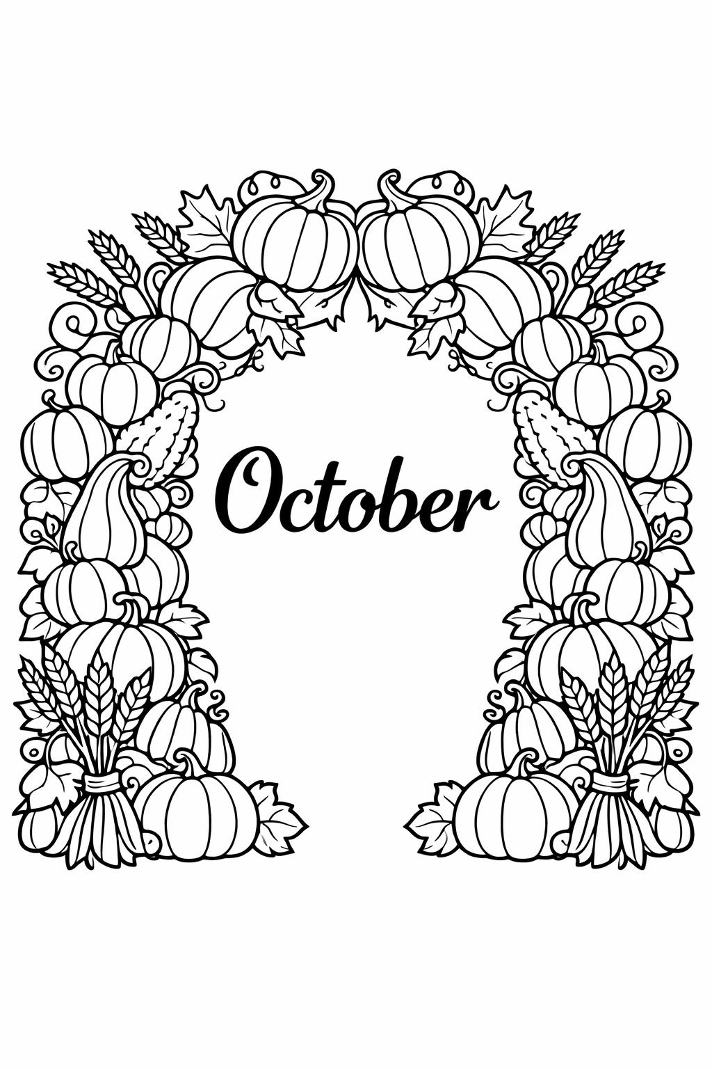 pumpkin coloring page | fall harvest illustration | seasonal coloring activity