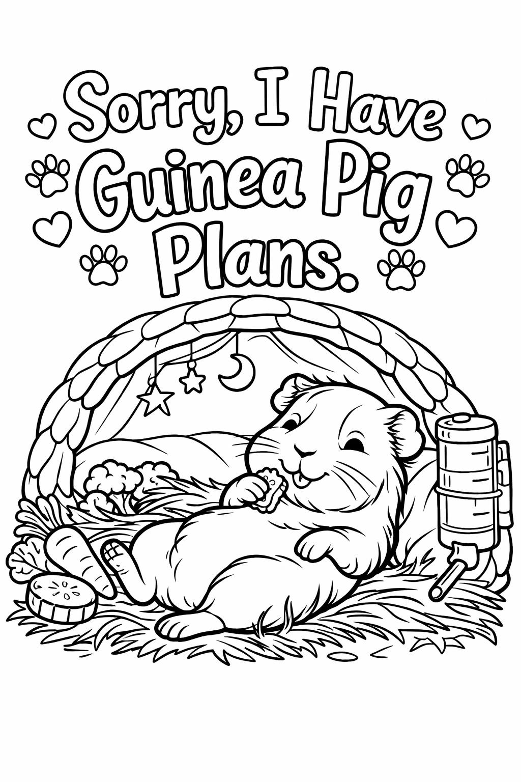 playful guinea pig coloring page | energetic pet illustration | fun animal artwork