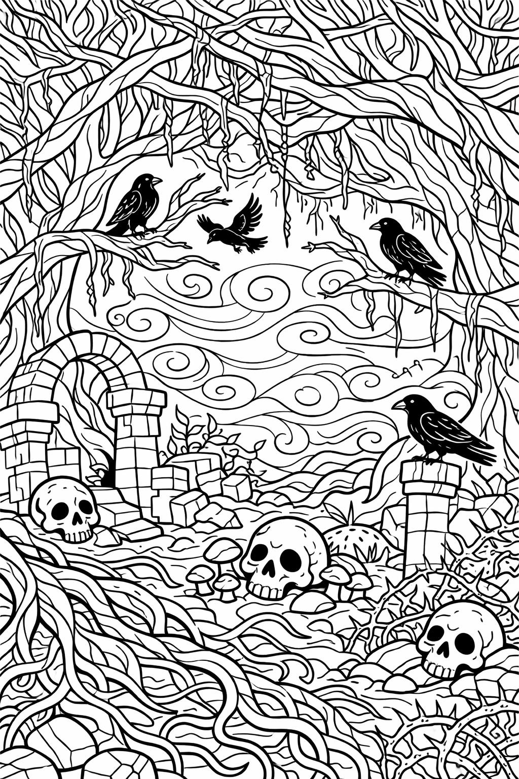 ghost coloring page | terrifying spirit illustration | horror coloring sheet