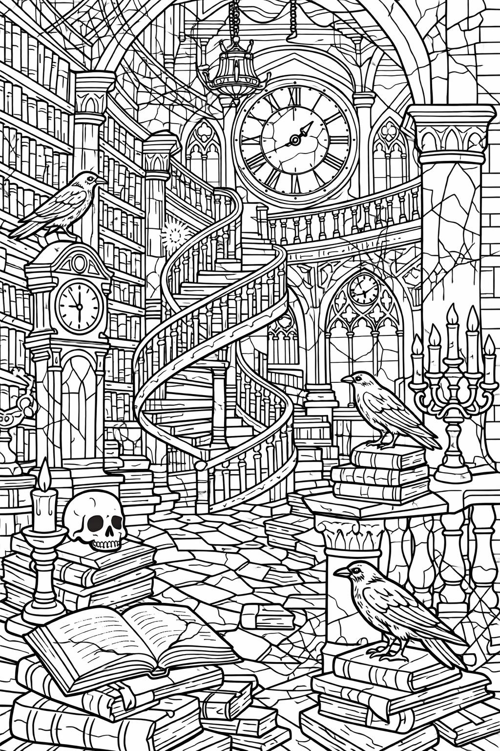 vampire coloring page | gothic horror illustration | adult coloring page