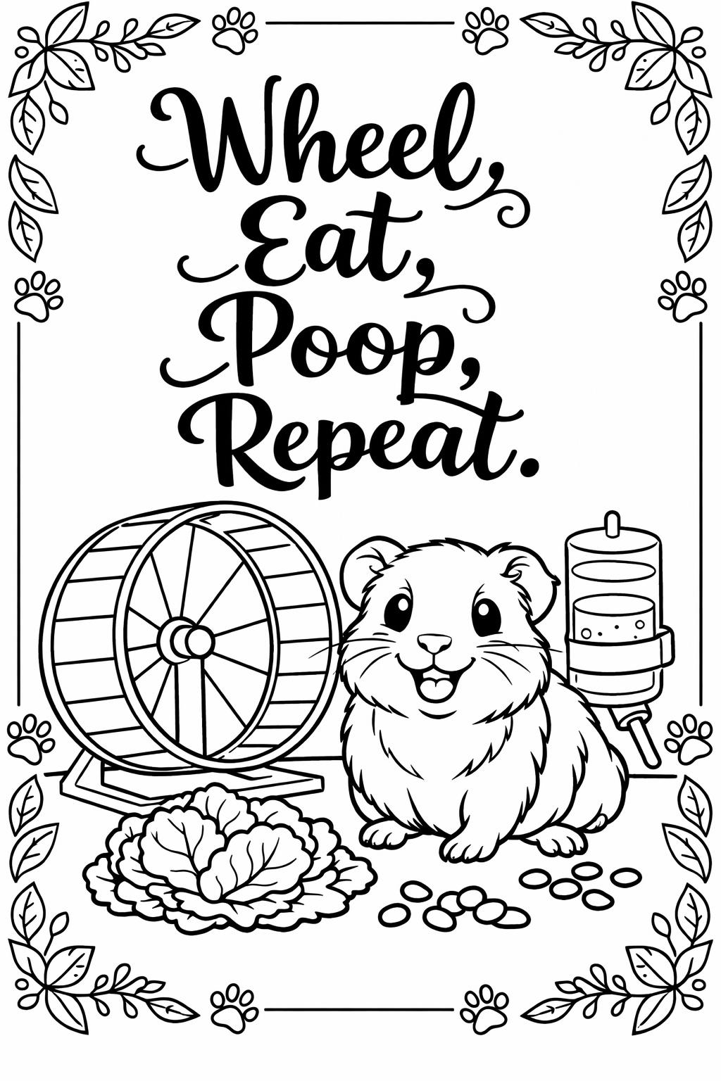 whimsical guinea pig coloring page | imaginative pet artwork | creative coloring activity