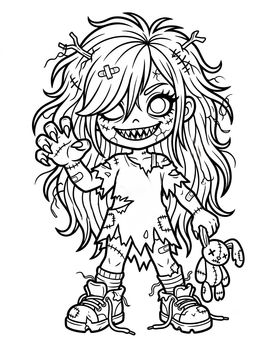 Color an eerie, mysterious child in this free printable Halloween coloring page, perfect for fans of spooky characters and unsettling seasonal art.