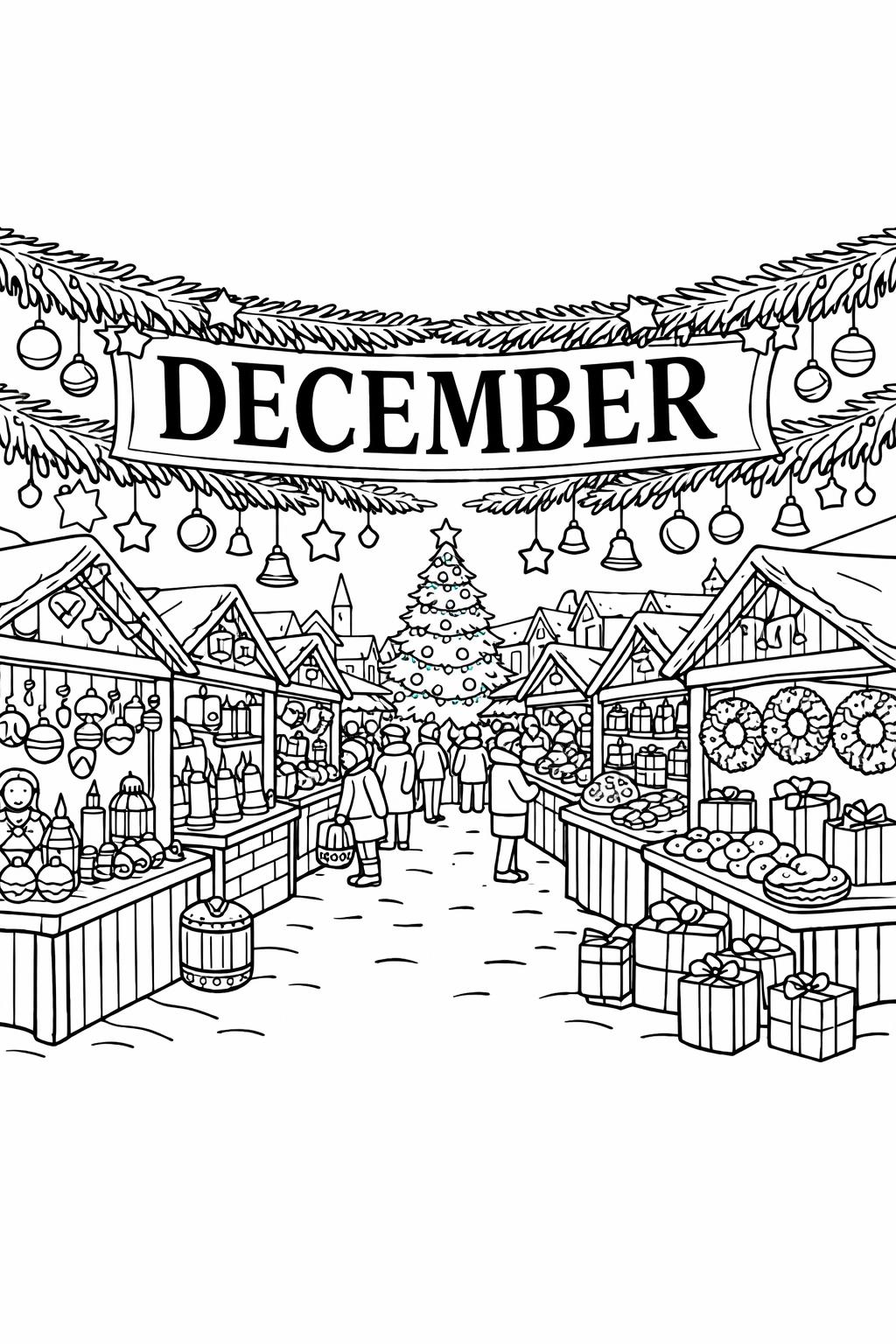 Christmas ornaments coloring page | festive holiday decorations | creative coloring sheet