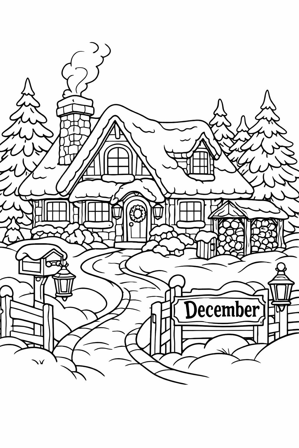 winter animals coloring page | cute snowy wildlife | seasonal coloring sheet