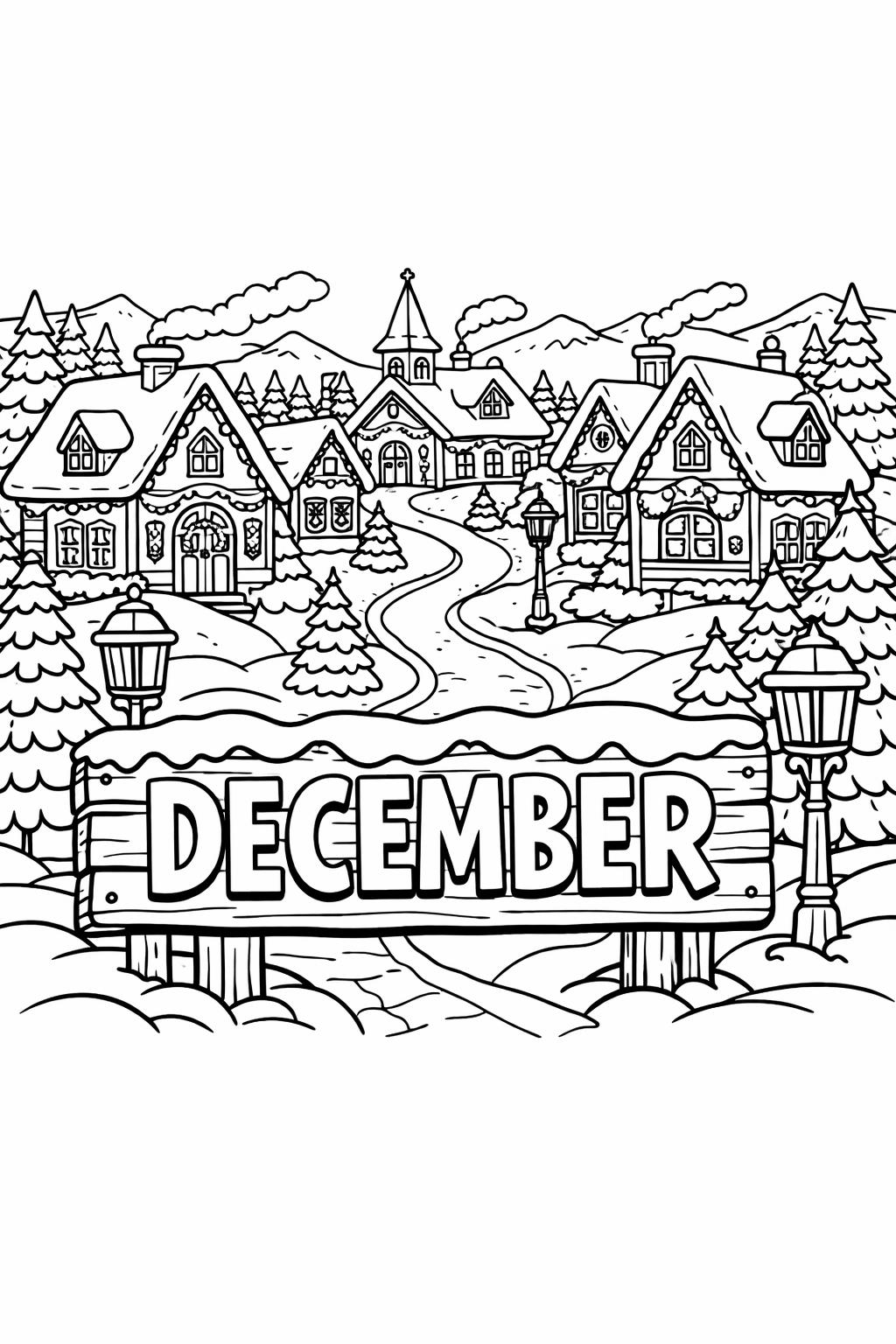 Christmas coloring page | festive December activity | printable coloring sheet