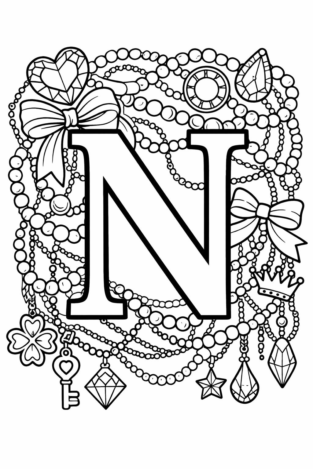 letter N objects page | words that start with N | educational coloring sheet