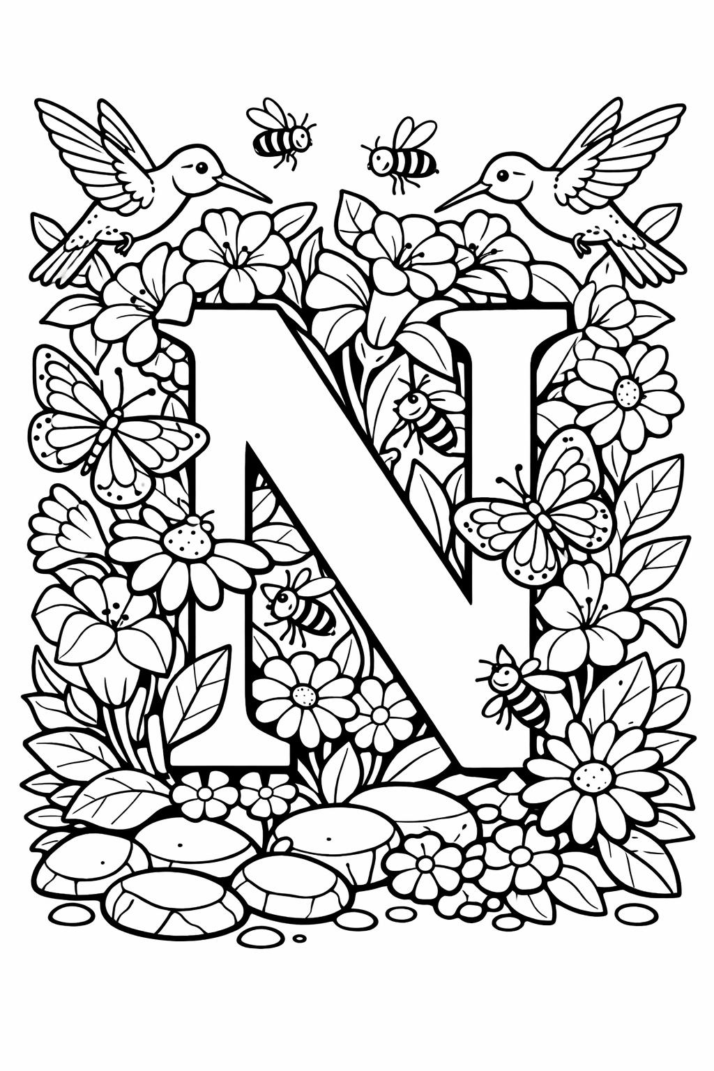 N is for noodles coloring page | food alphabet activity | creative kids coloring page