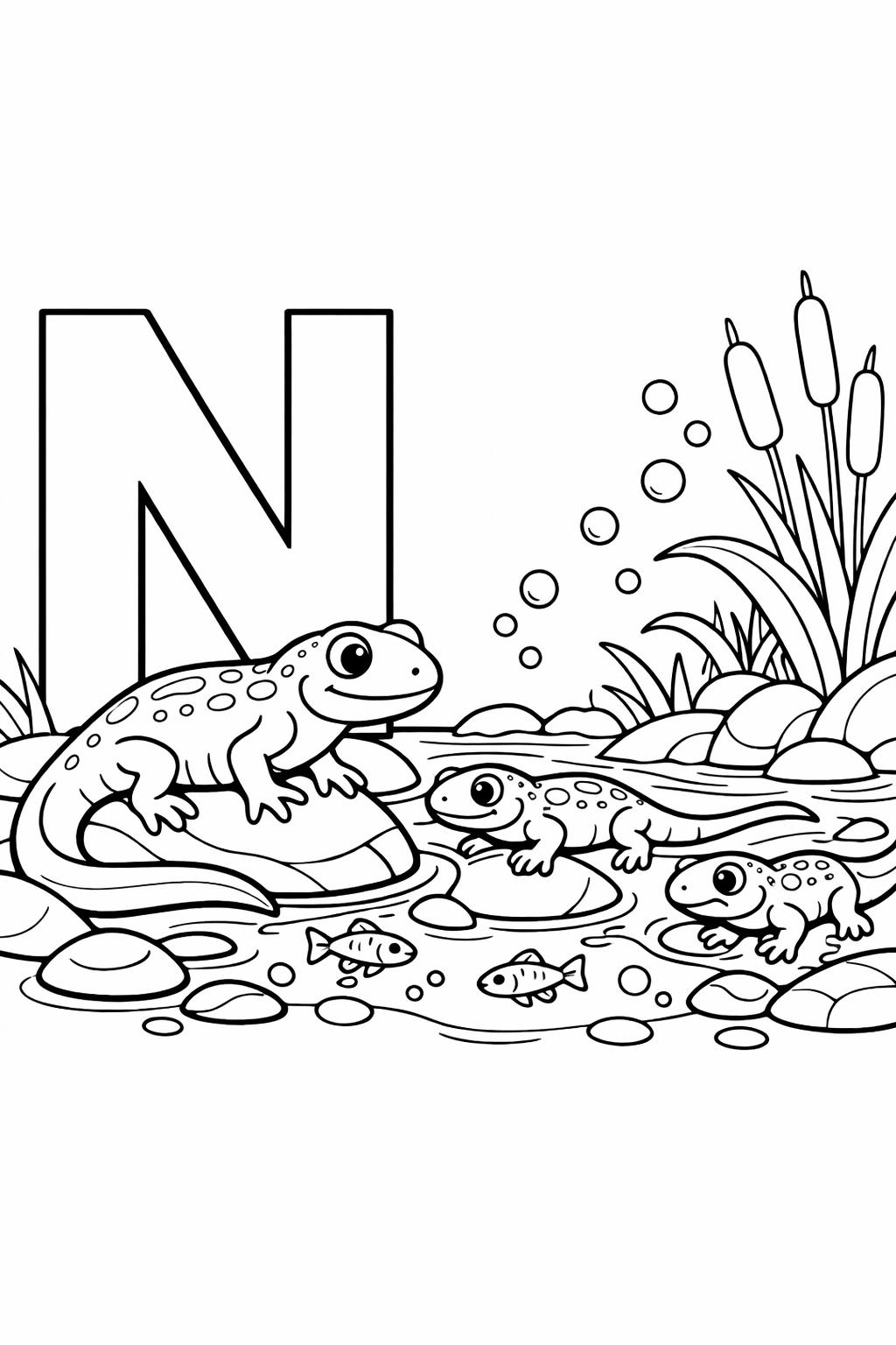 letter N mandala coloring page | decorative alphabet pattern | relaxing coloring sheet