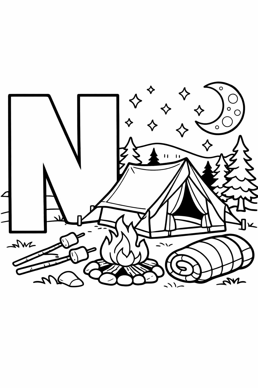 N is for nurse coloring page | community helper alphabet | playful learning activity