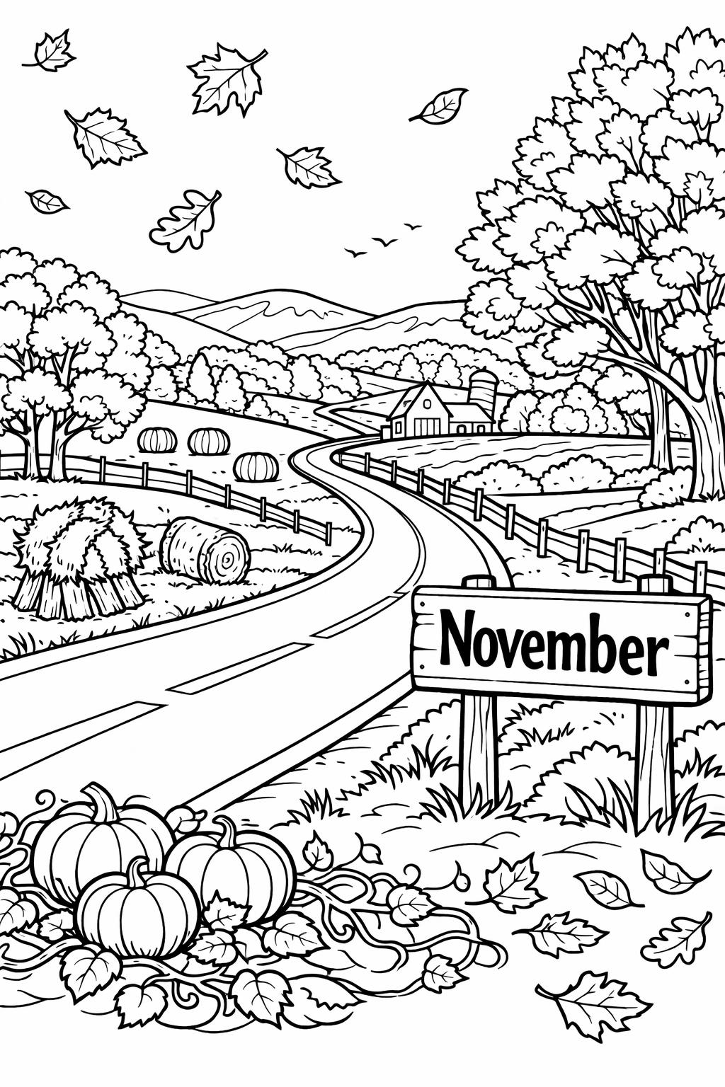 November quote coloring page | thankful seasonal message | decorative coloring activity