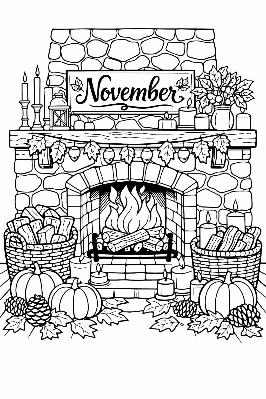 harvest coloring page | November harvest scene | printable autumn artwork